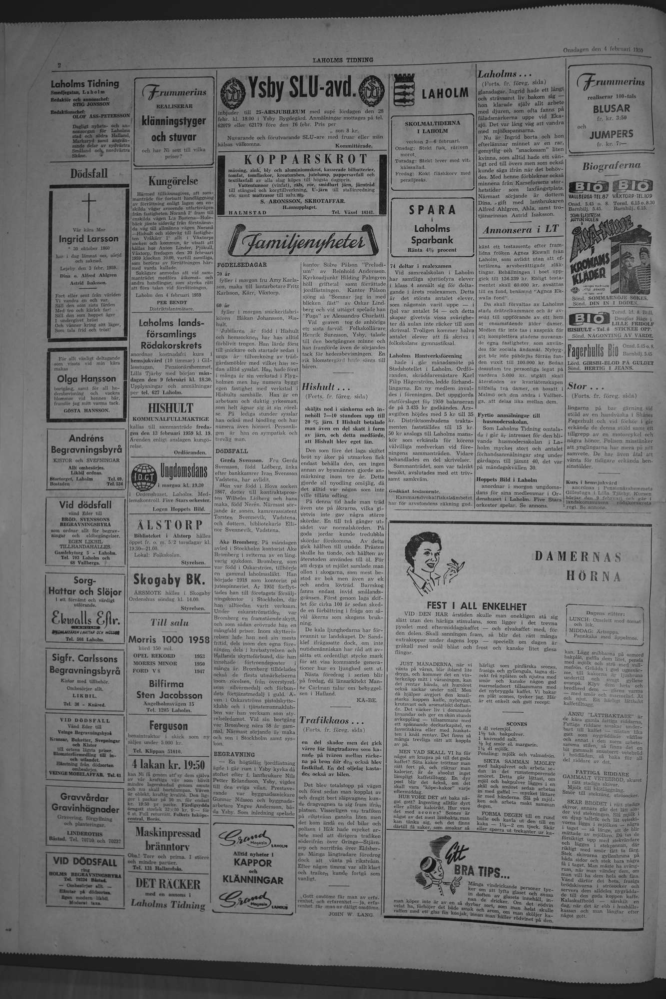 Laholms Tidning Onsdag 4 februari 1959, sida 2