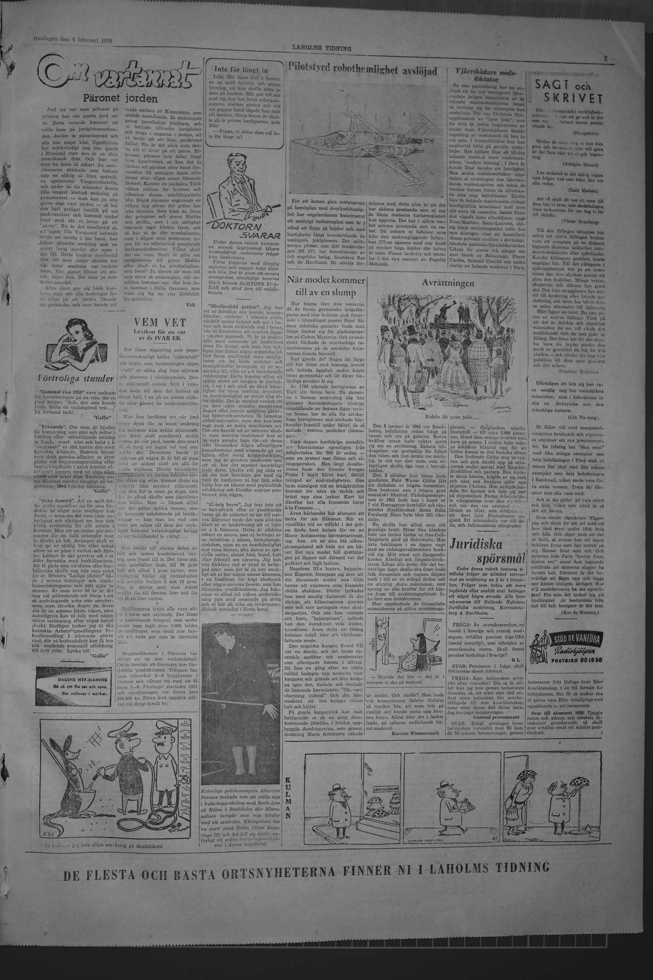 Laholms Tidning Onsdag 4 februari 1959, sida 7