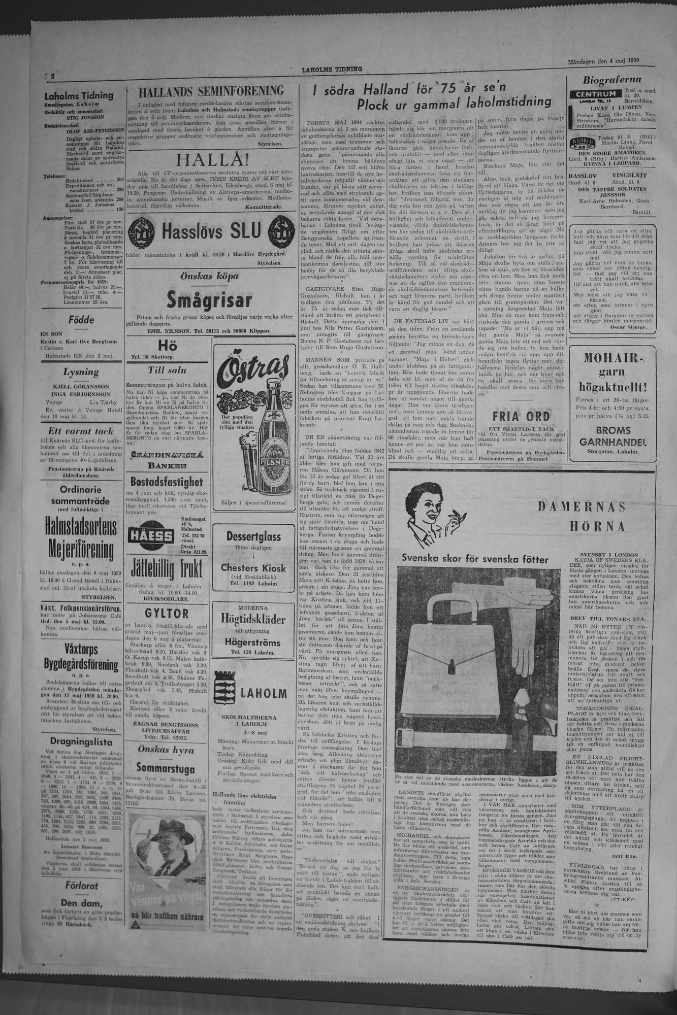 Laholms Tidning Måndag 4 maj 1959, sida 2