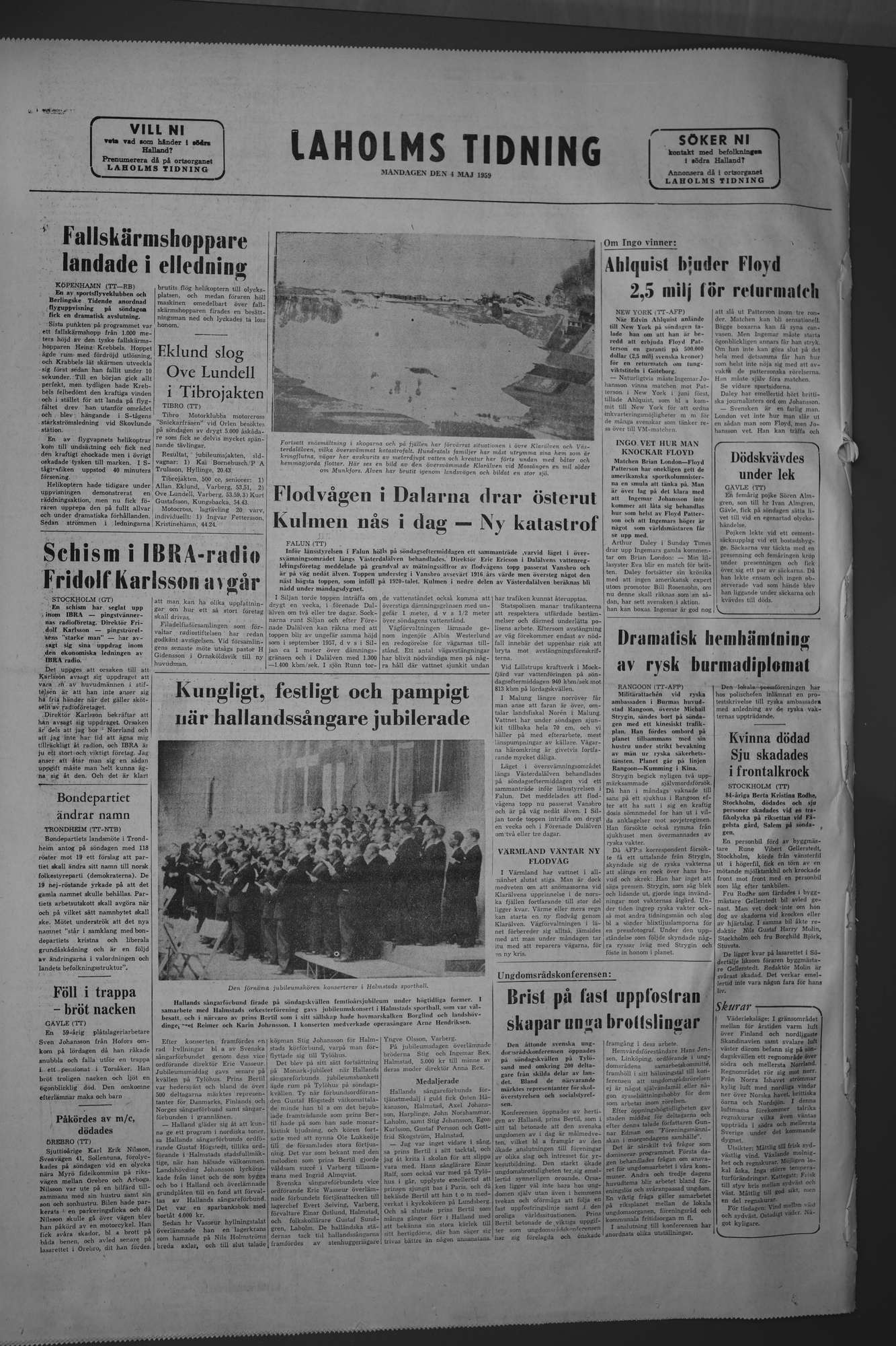 Laholms Tidning Måndag 4 maj 1959, sida 8