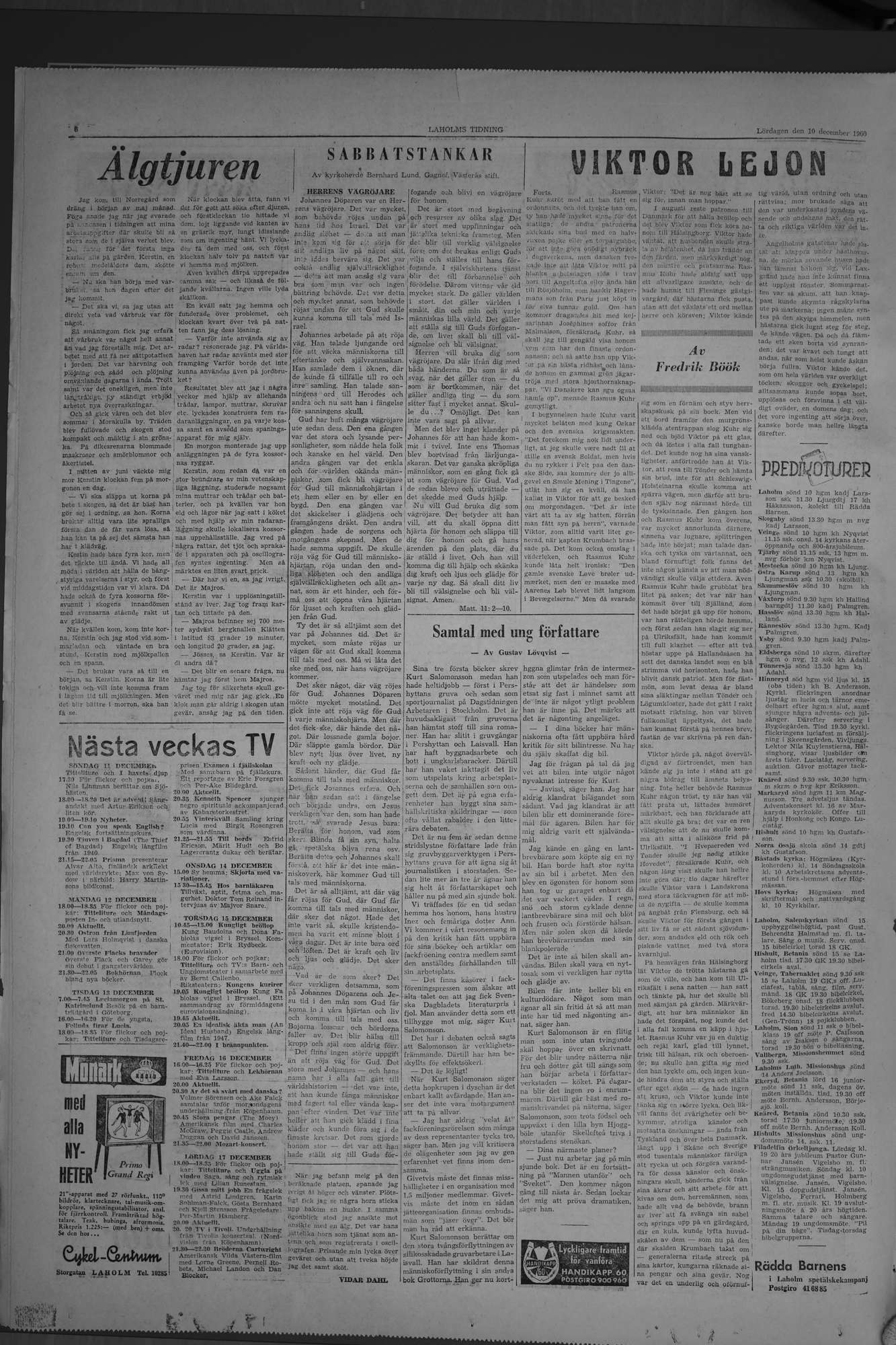 Laholms Tidning Lördag 10 december 1960, sida 6