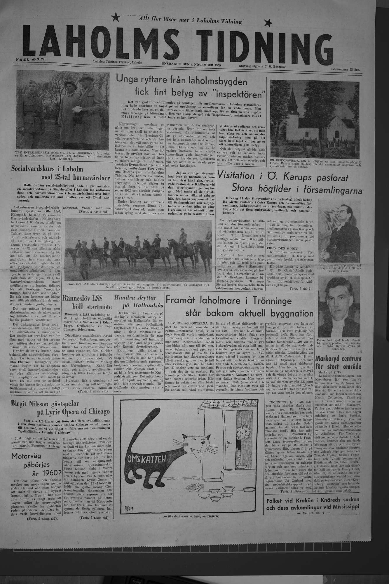 Laholms Tidning Onsdag 4 november 1959, sida 1