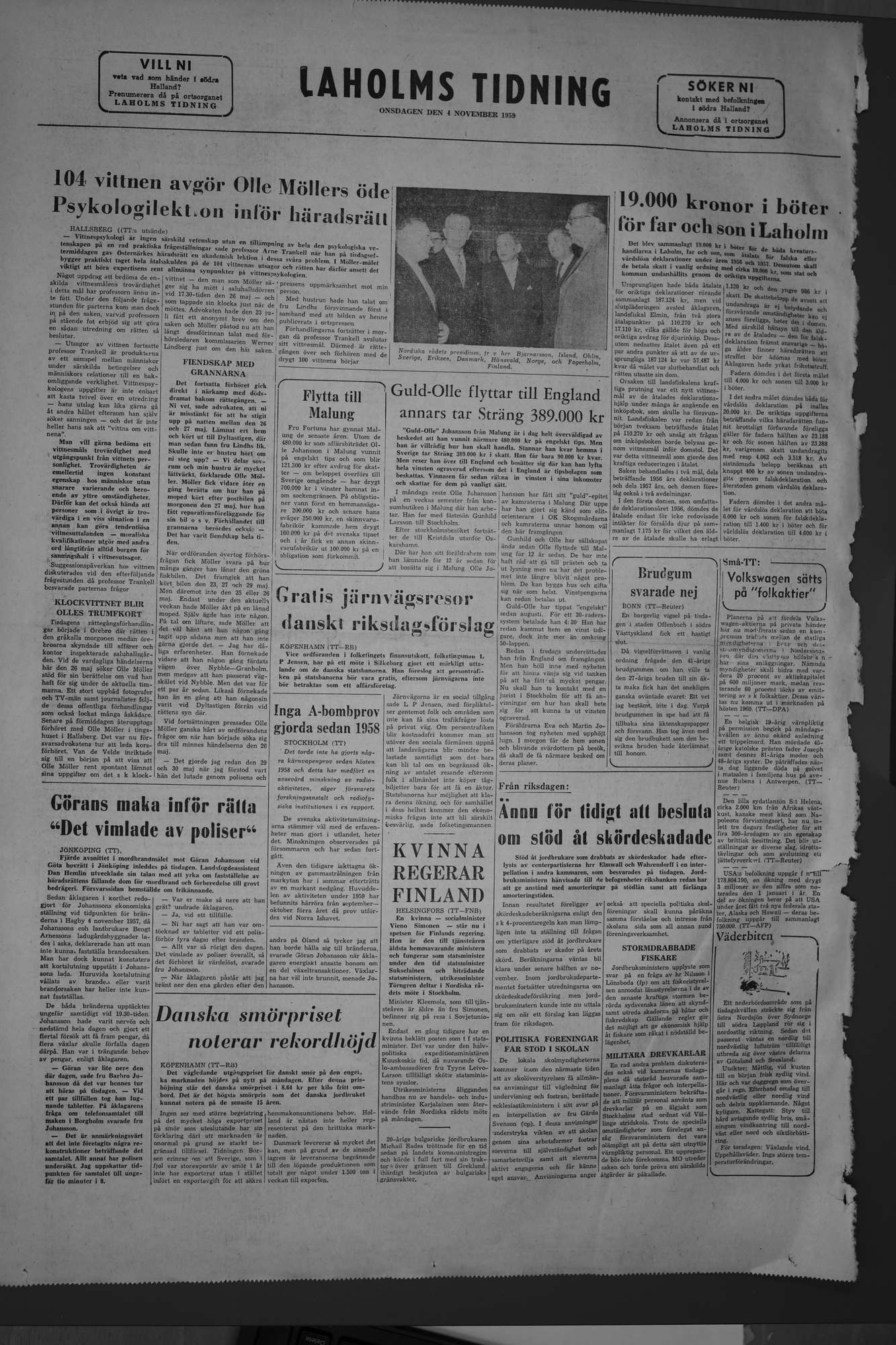Laholms Tidning Onsdag 4 november 1959, sida 4