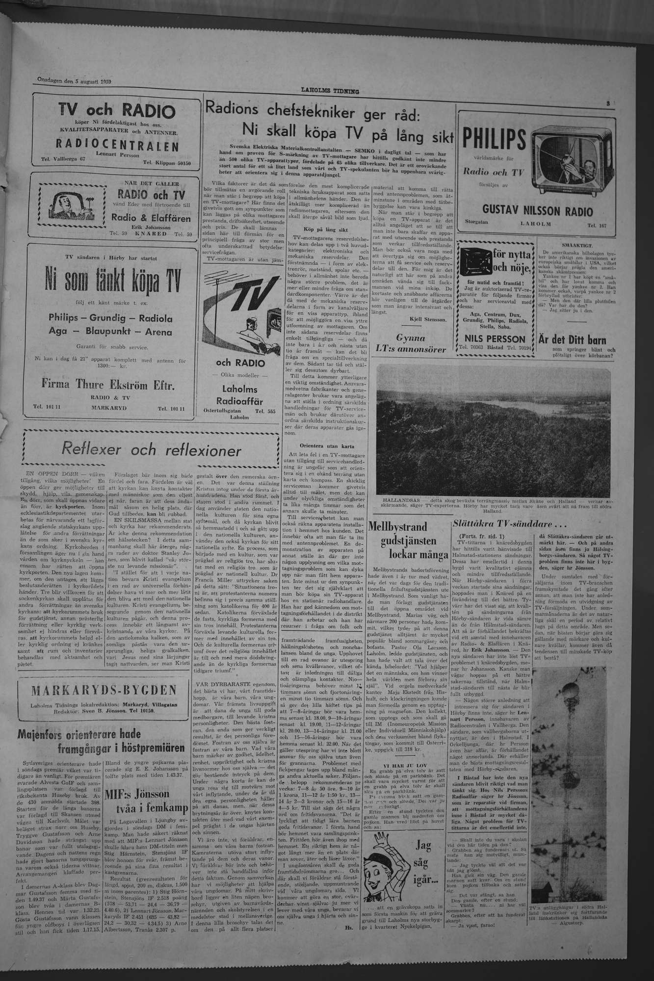 Laholms Tidning Onsdag 5 augusti 1959, sida 3