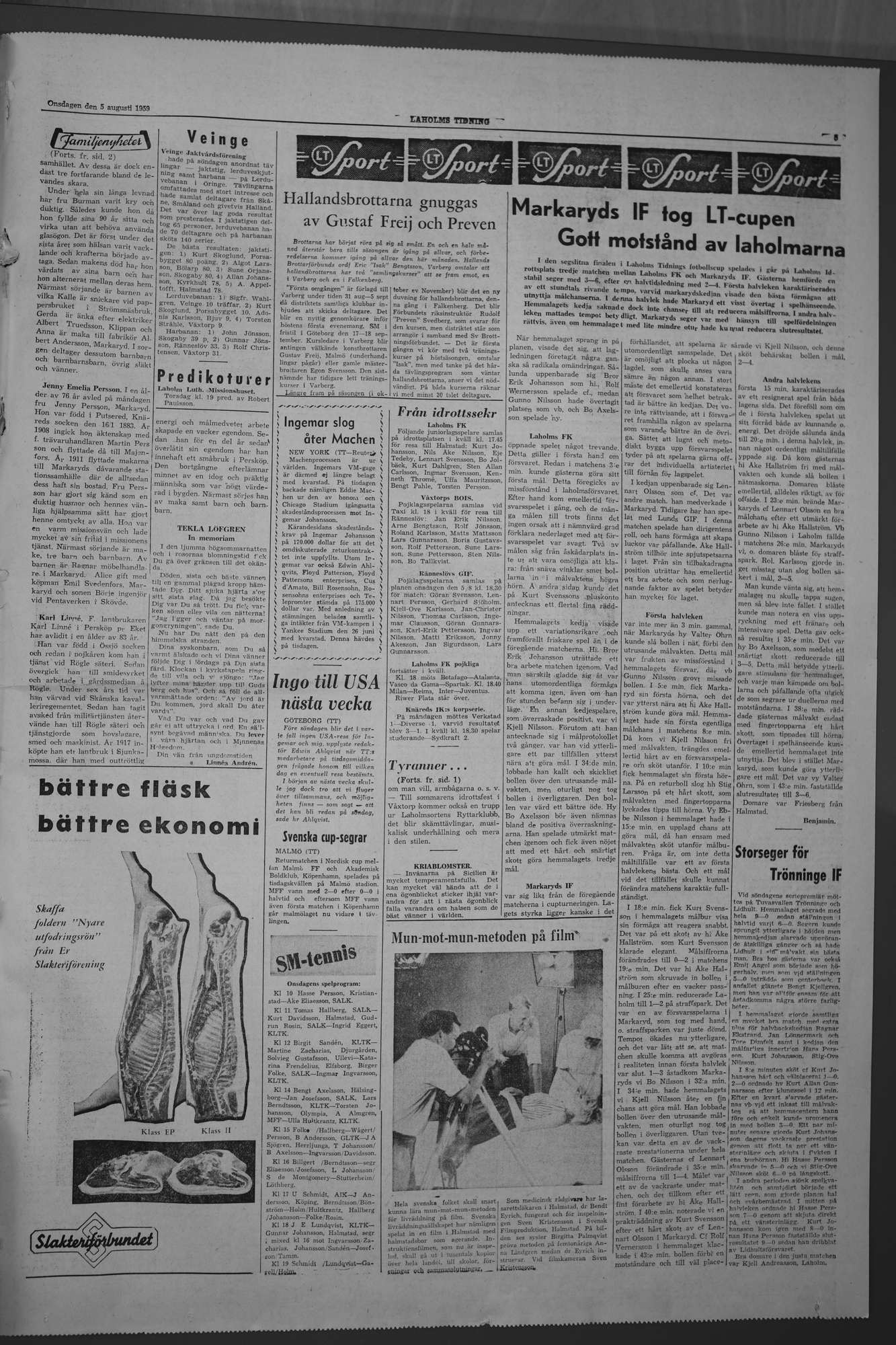 Laholms Tidning Onsdag 5 augusti 1959, sida 5