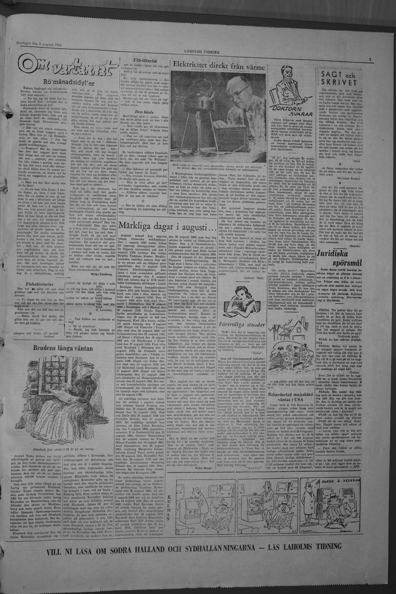 Laholms Tidning Onsdag 5 augusti 1959, sida 7