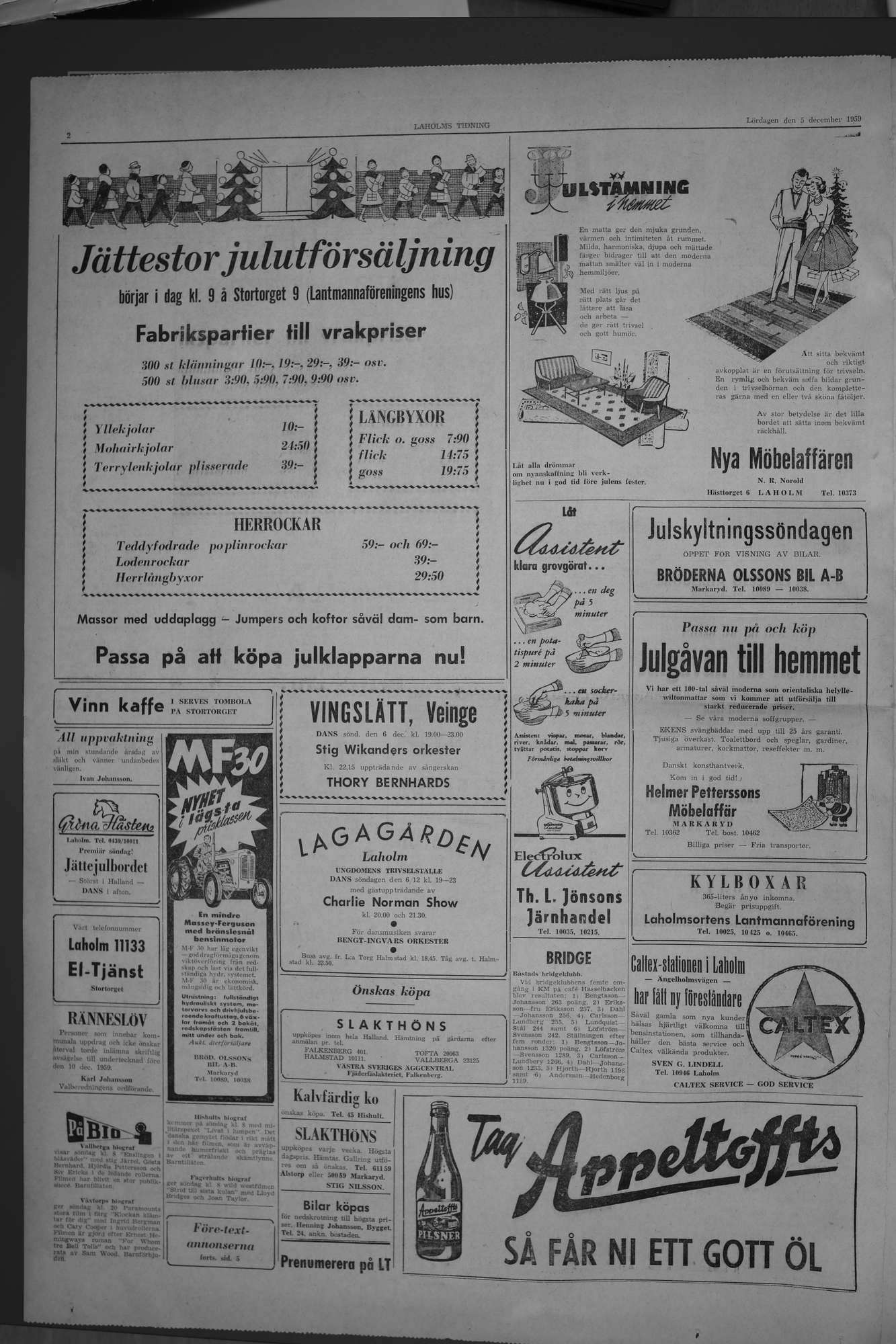 Laholms Tidning Lördag 5 december 1959, sida 2