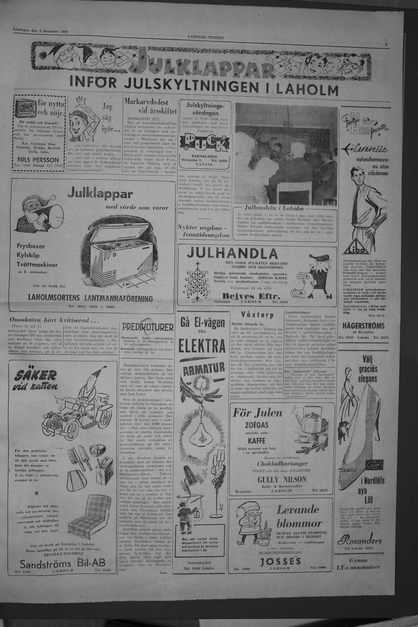 Laholms Tidning Lördag 5 december 1959, sida 3
