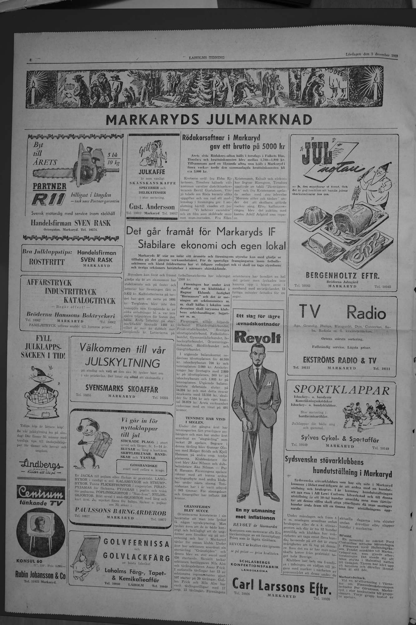 Laholms Tidning Lördag 5 december 1959, sida 4