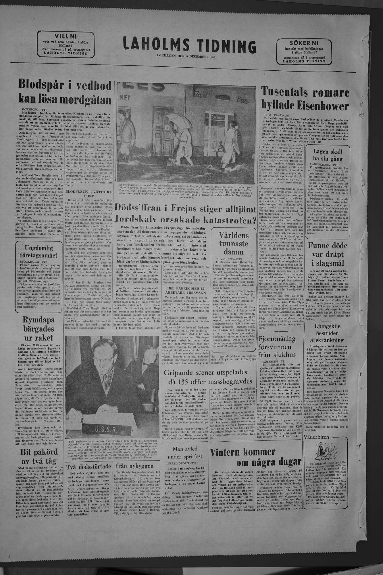 Laholms Tidning Lördag 5 december 1959, sida 8