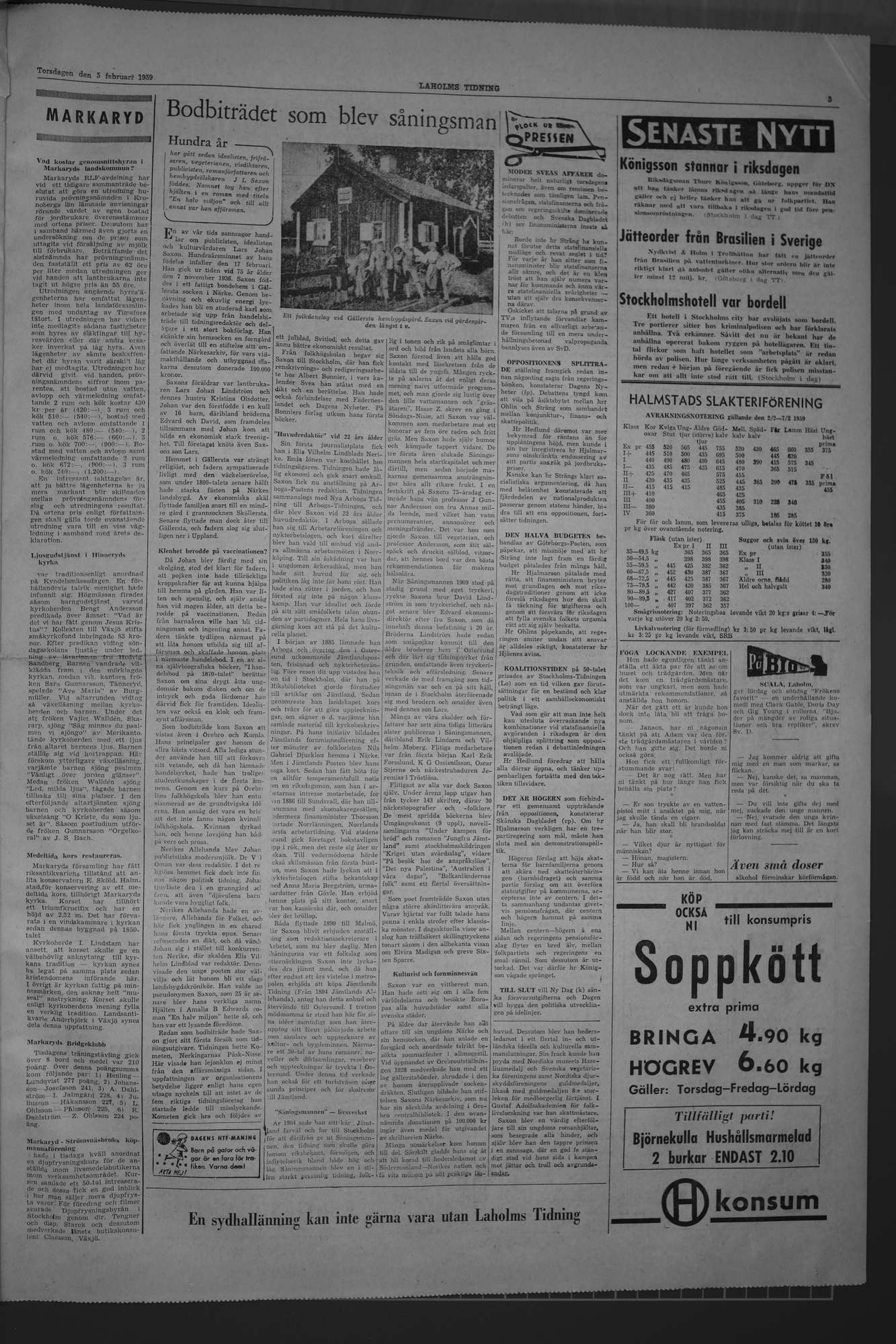 Laholms Tidning Torsdag 5 februari 1959, sida 3