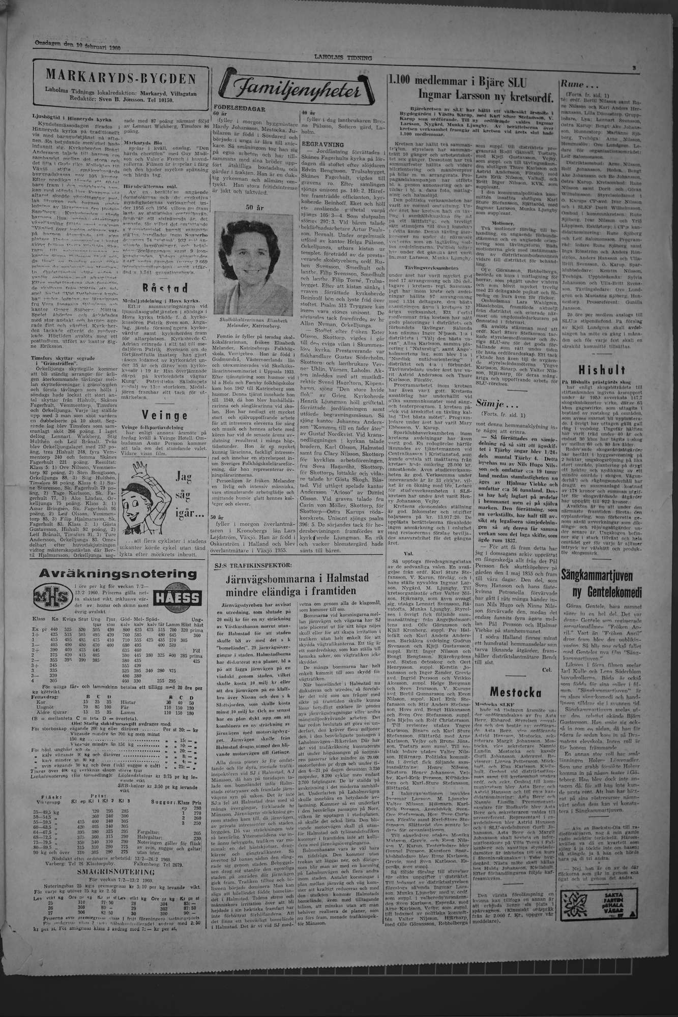 Laholms Tidning Onsdag 10 februari 1960, sida 3