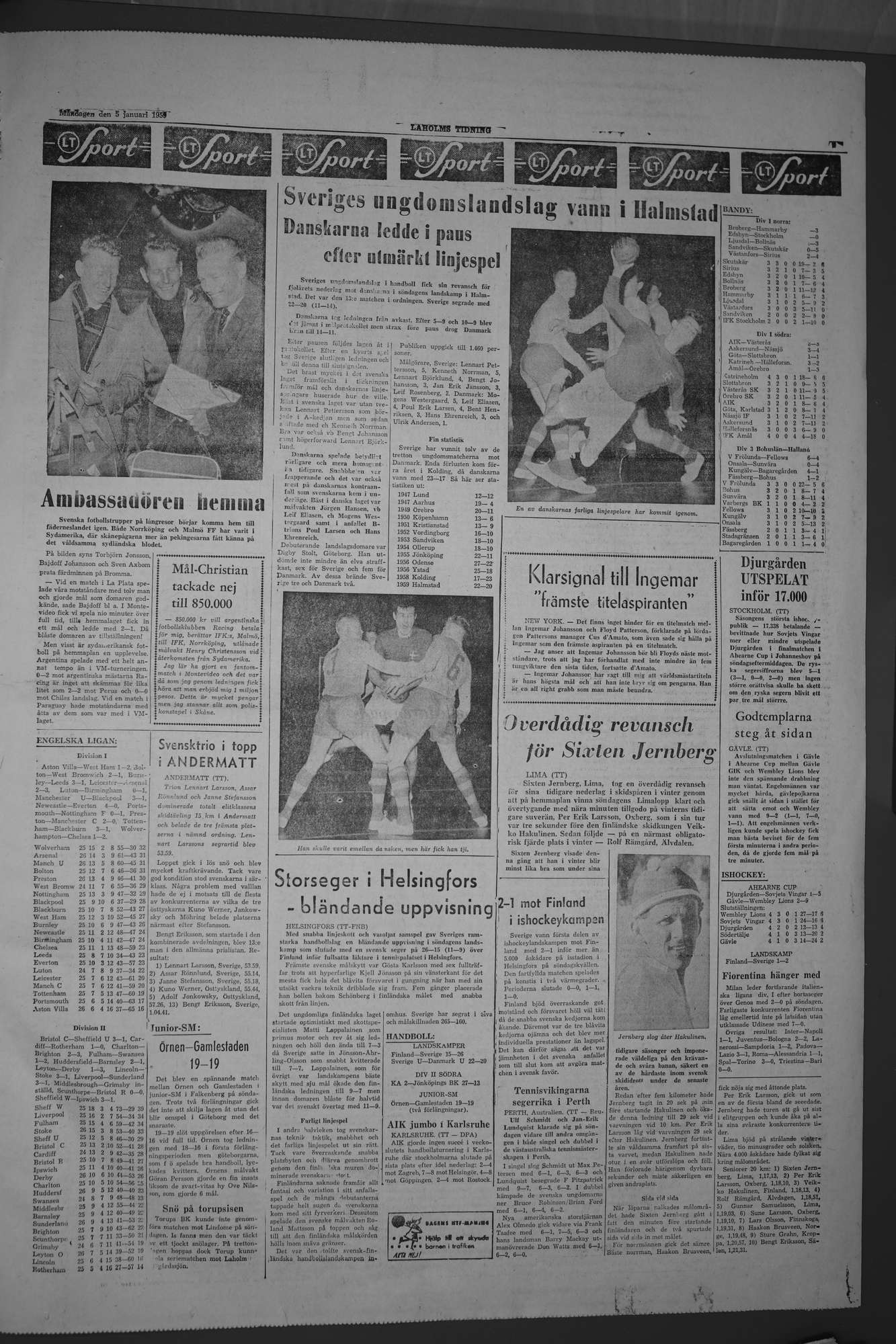 Laholms Tidning Måndag 5 januari 1959, sida 5