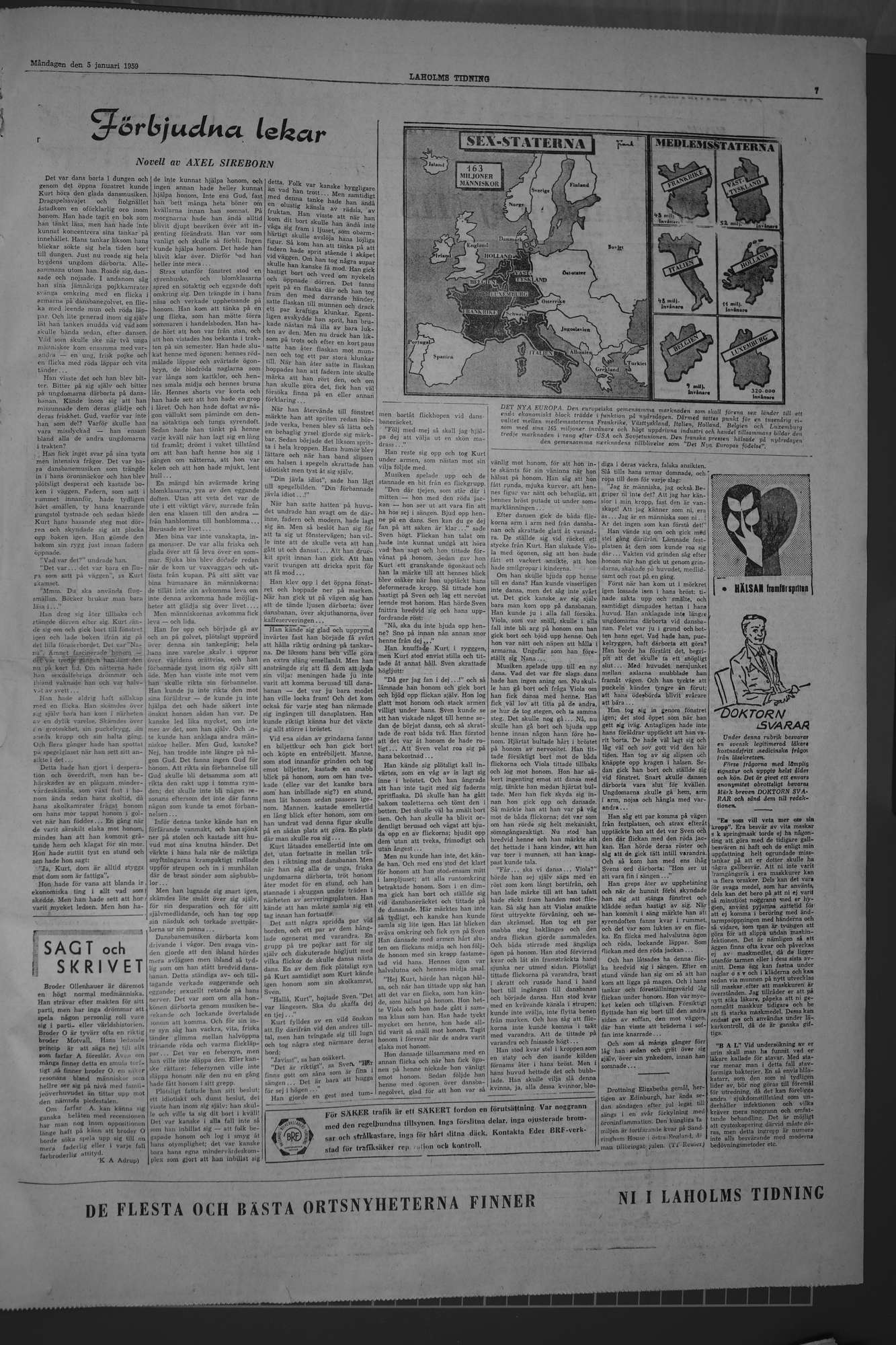 Laholms Tidning Måndag 5 januari 1959, sida 7