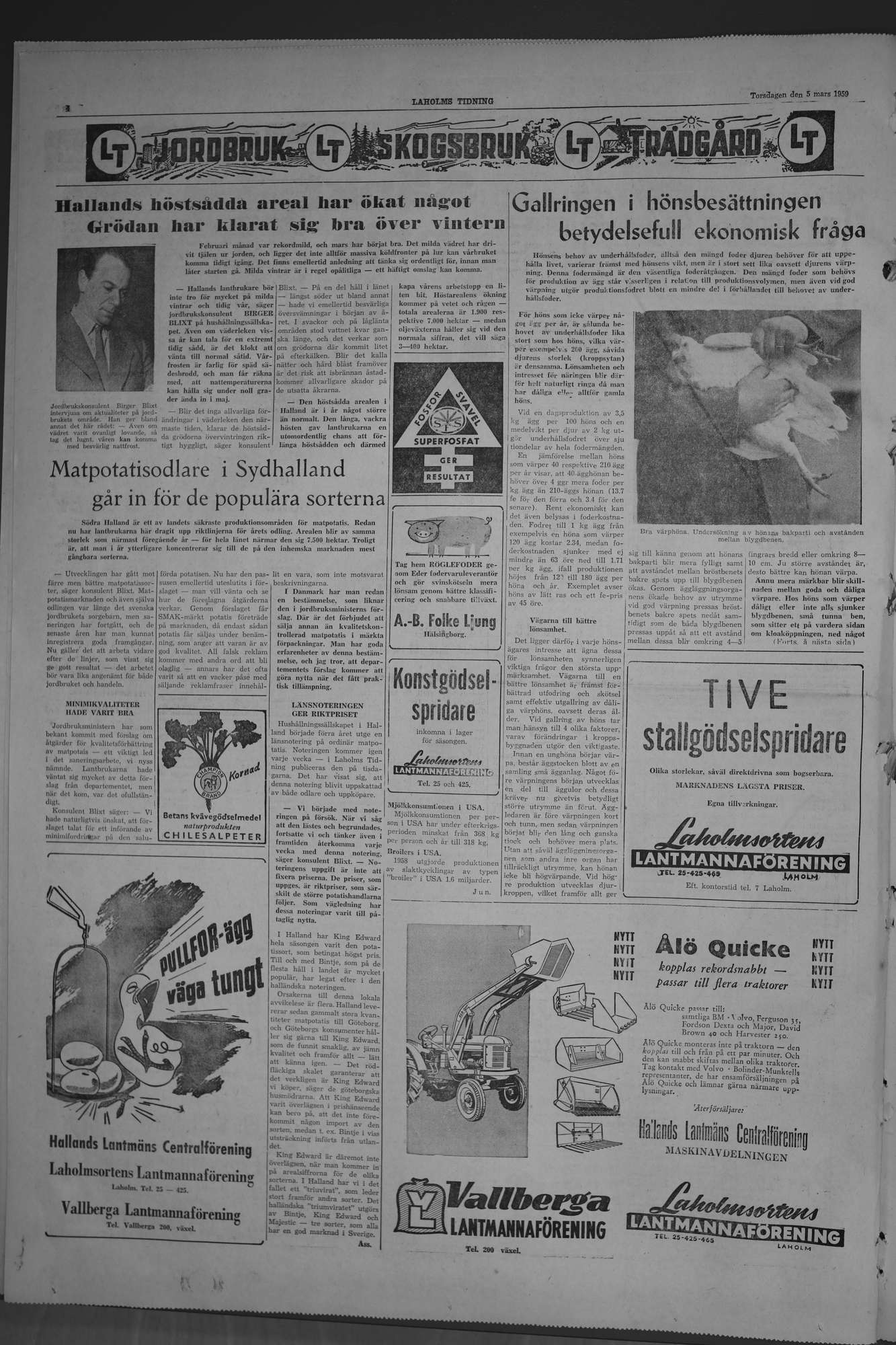 Laholms Tidning Torsdag 5 mars 1959, sida 4