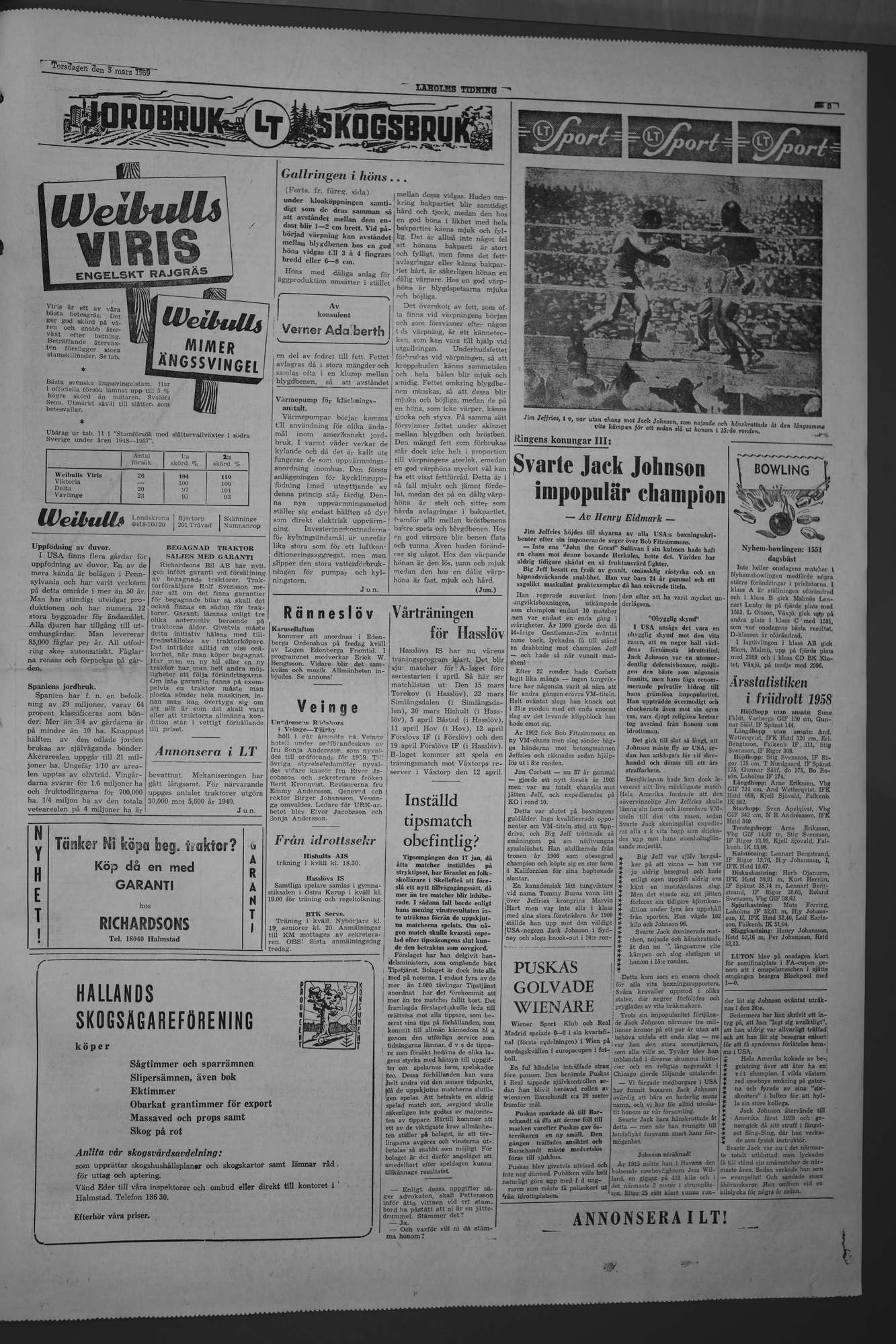 Laholms Tidning Torsdag 5 mars 1959, sida 5
