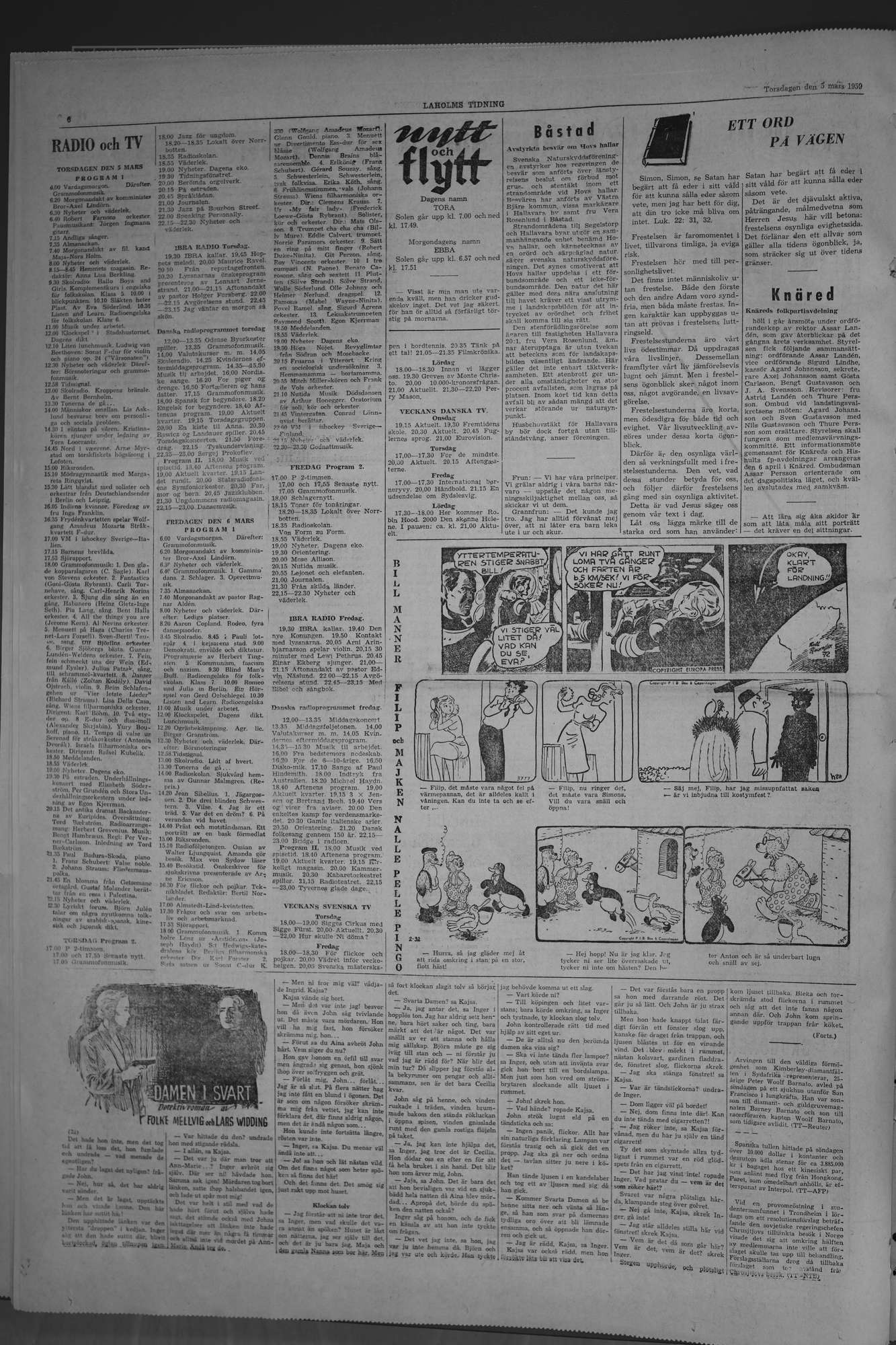 Laholms Tidning Torsdag 5 mars 1959, sida 6