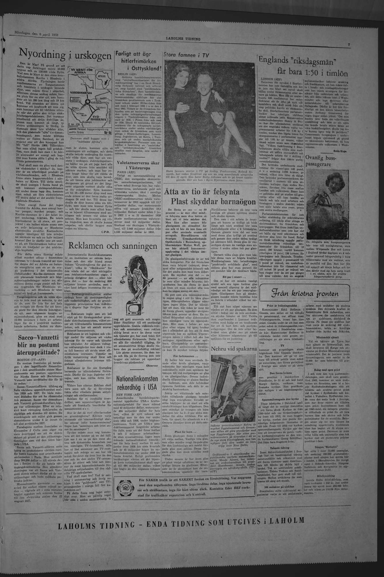 Laholms Tidning Måndag 6 april 1959, sida 7