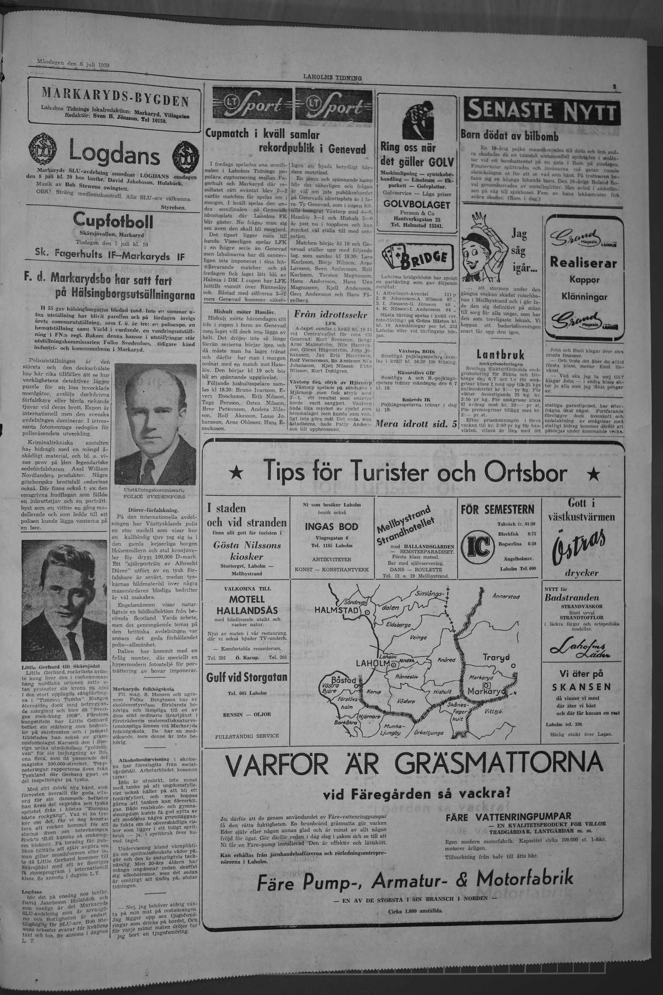 Laholms Tidning Måndag 6 juli 1959, sida 3
