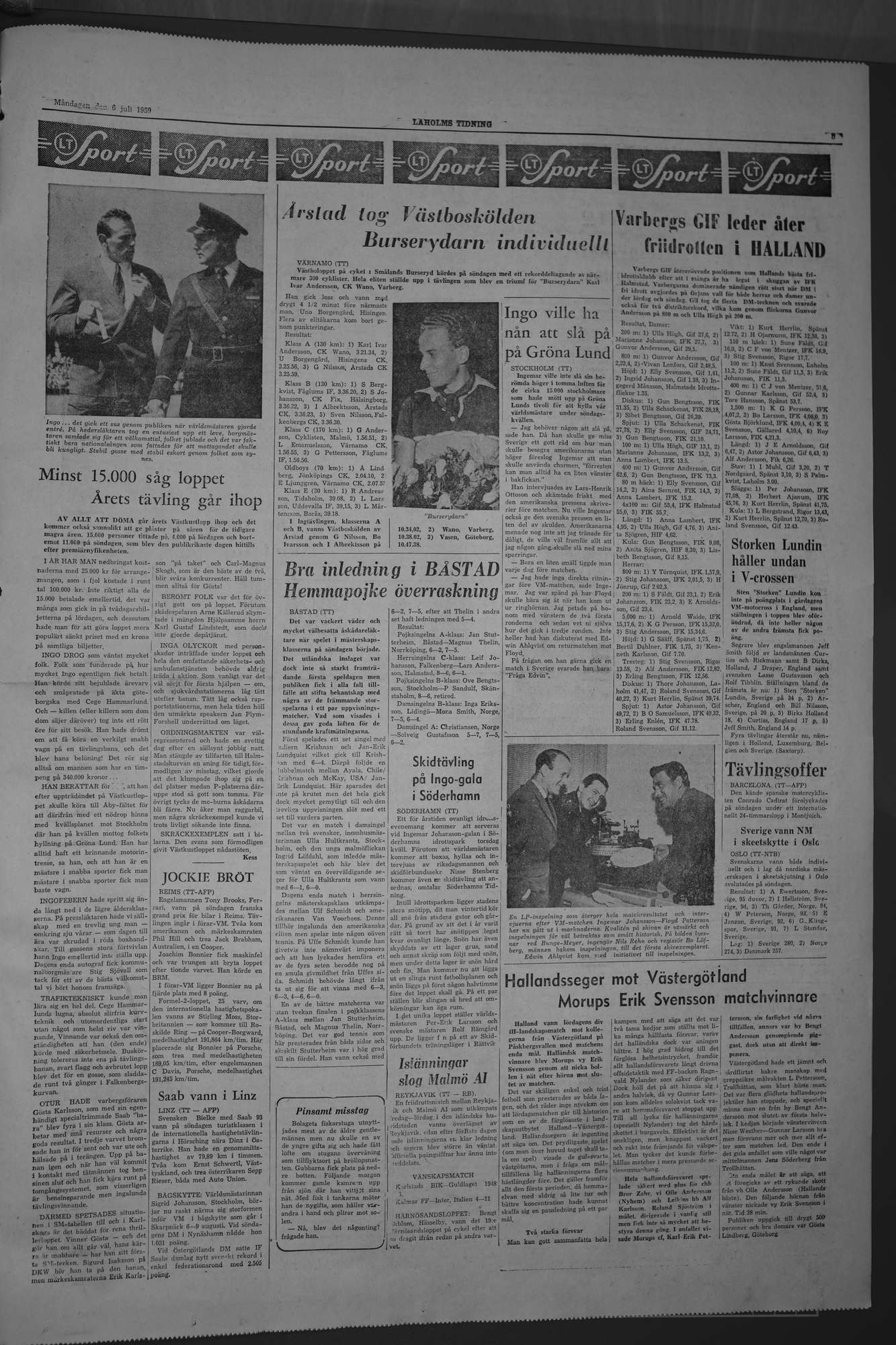 Laholms Tidning Måndag 6 juli 1959, sida 5