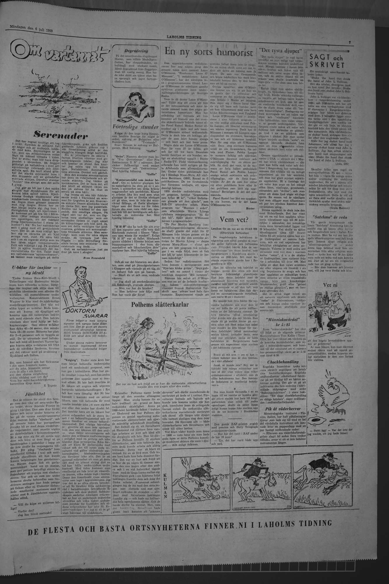 Laholms Tidning Måndag 6 juli 1959, sida 7