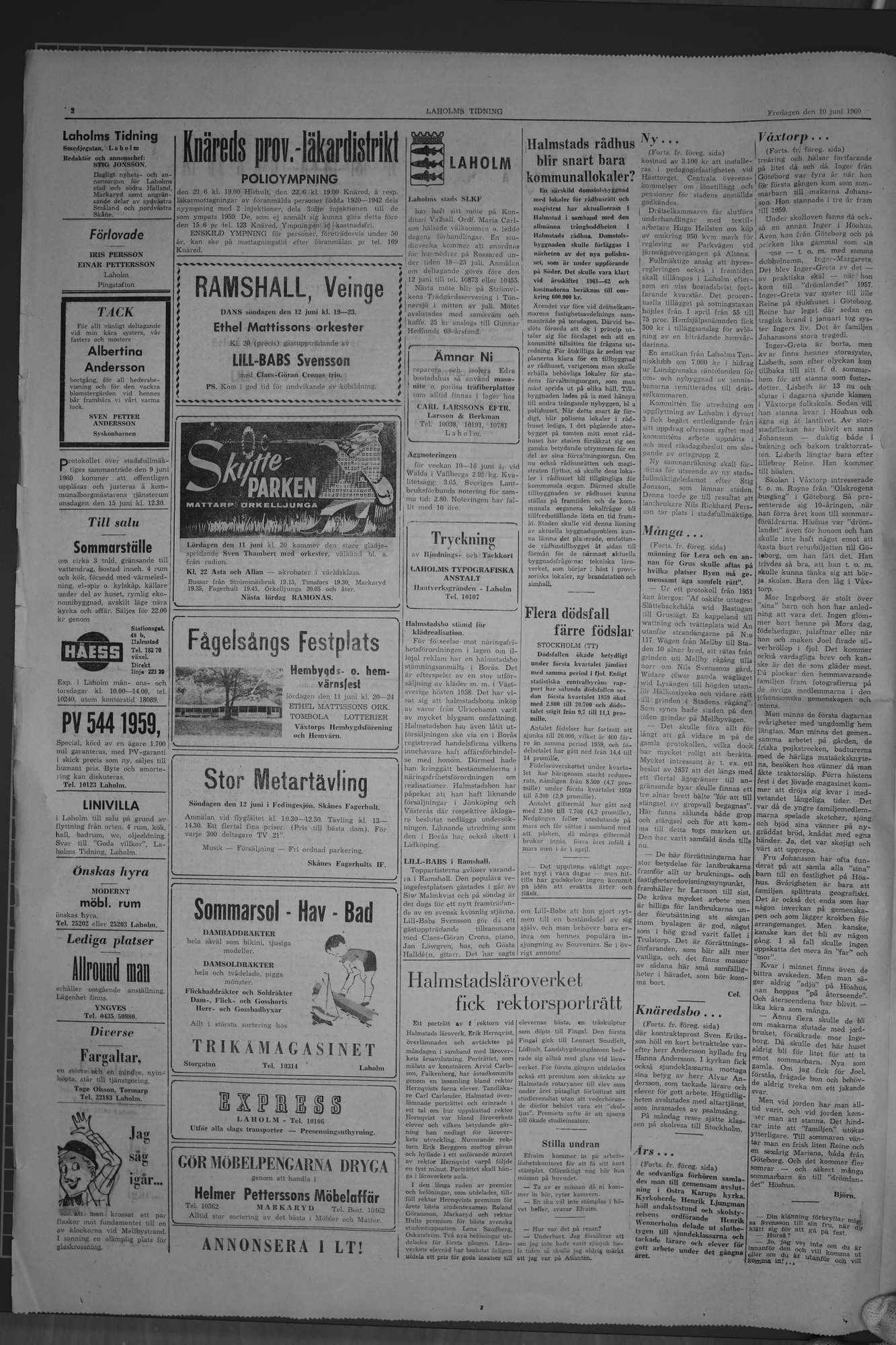 Laholms Tidning Fredag 10 juni 1960, sida 2