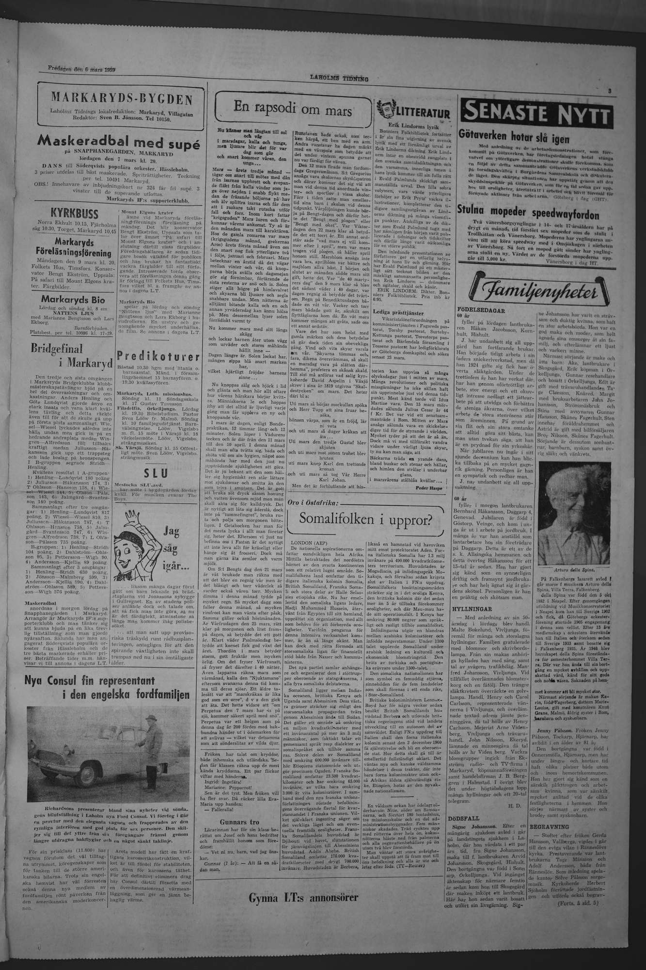 Laholms Tidning Fredag 6 mars 1959, sida 3