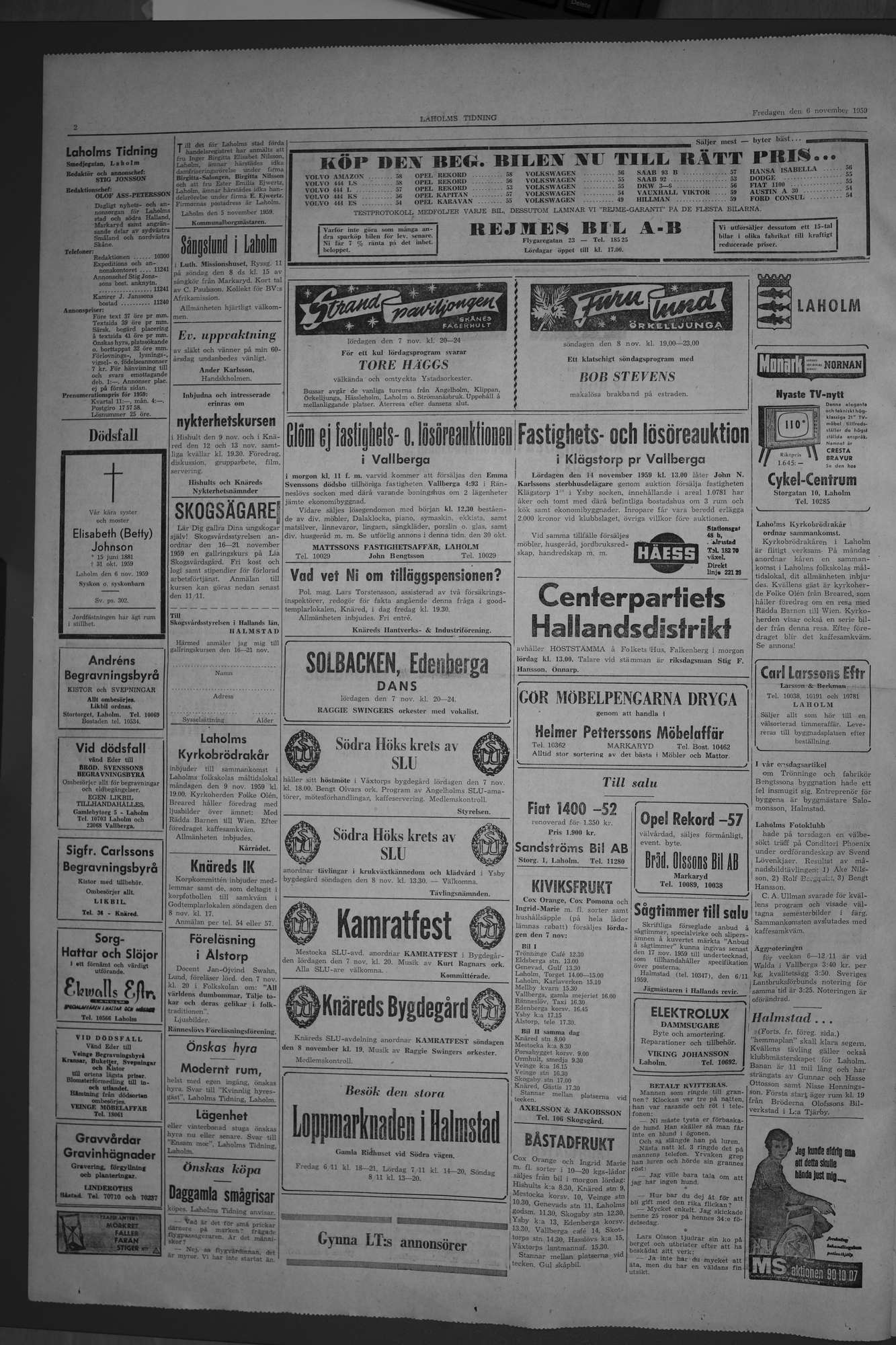 Laholms Tidning Fredag 6 november 1959, sida 2