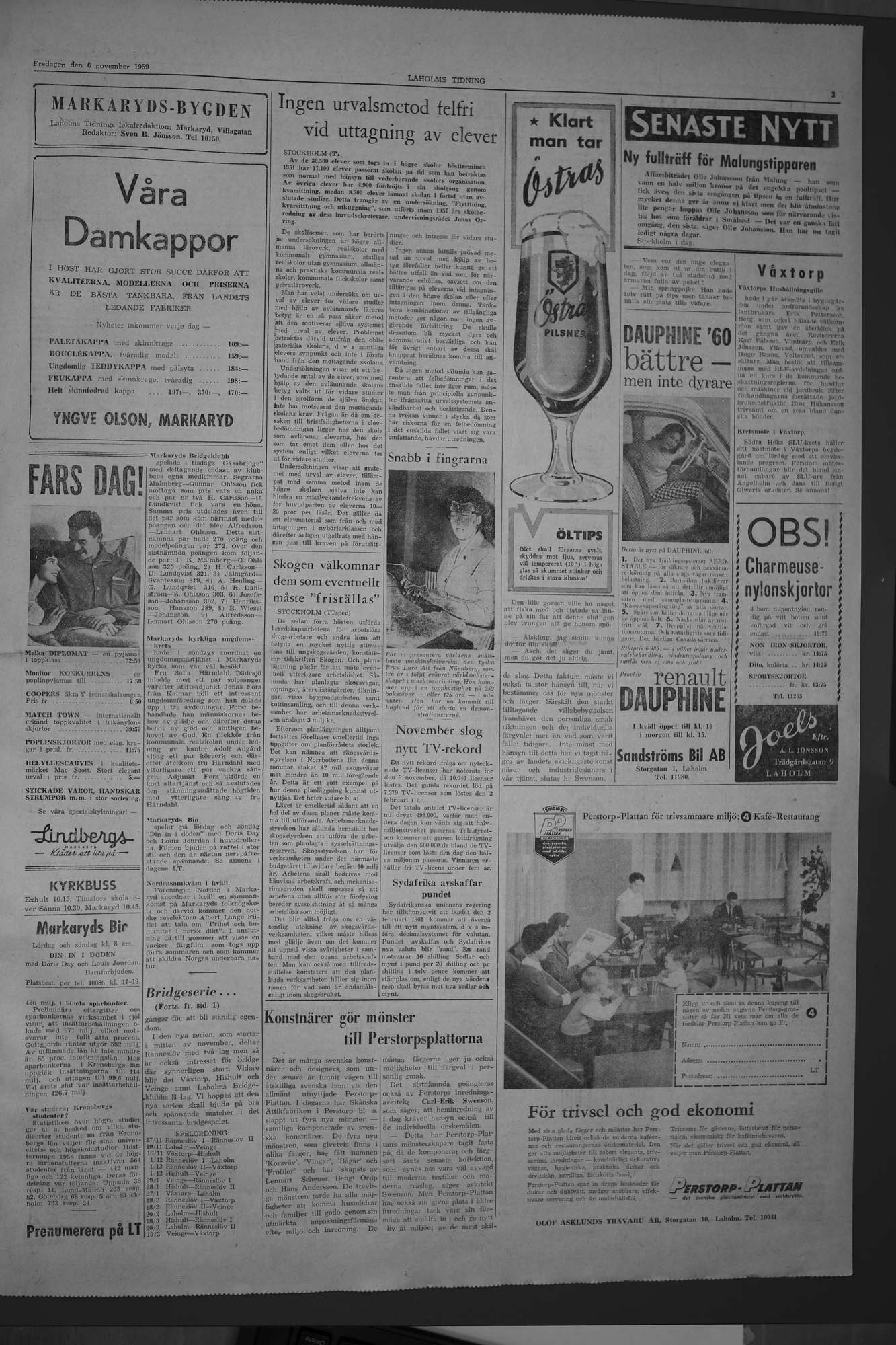Laholms Tidning Fredag 6 november 1959, sida 3