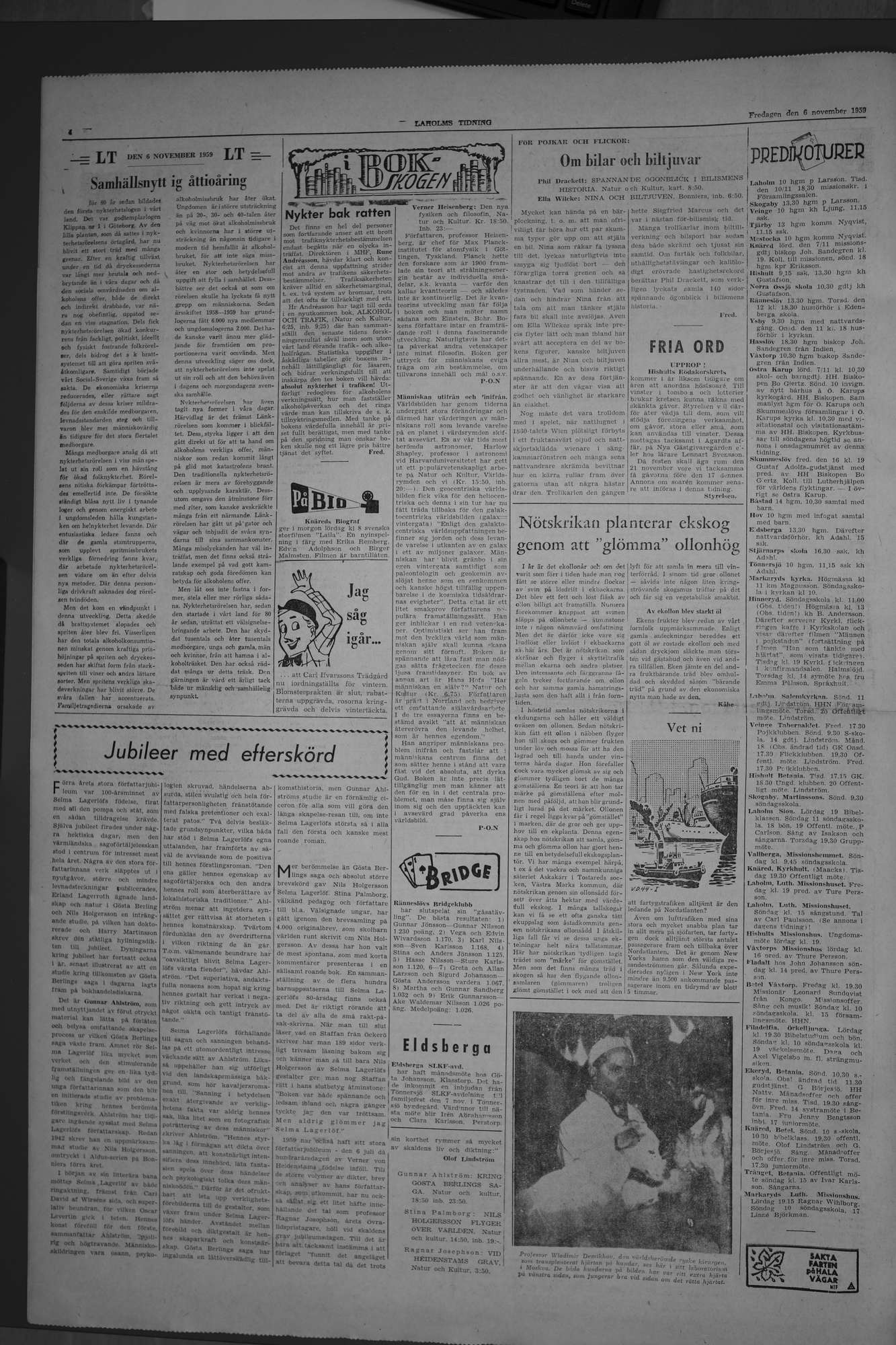 Laholms Tidning Fredag 6 november 1959, sida 4