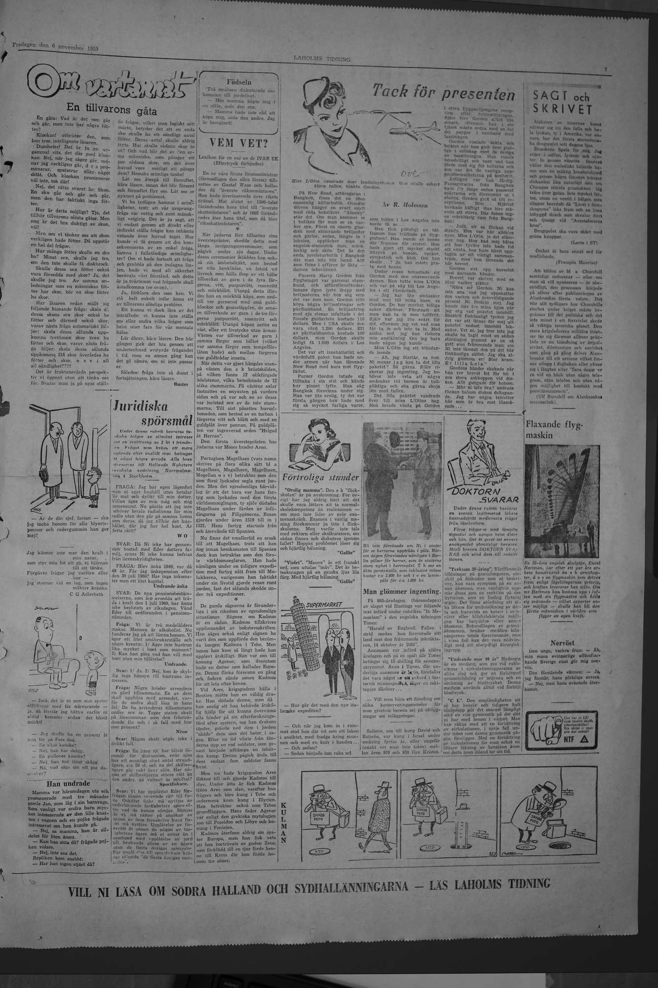 Laholms Tidning Fredag 6 november 1959, sida 7