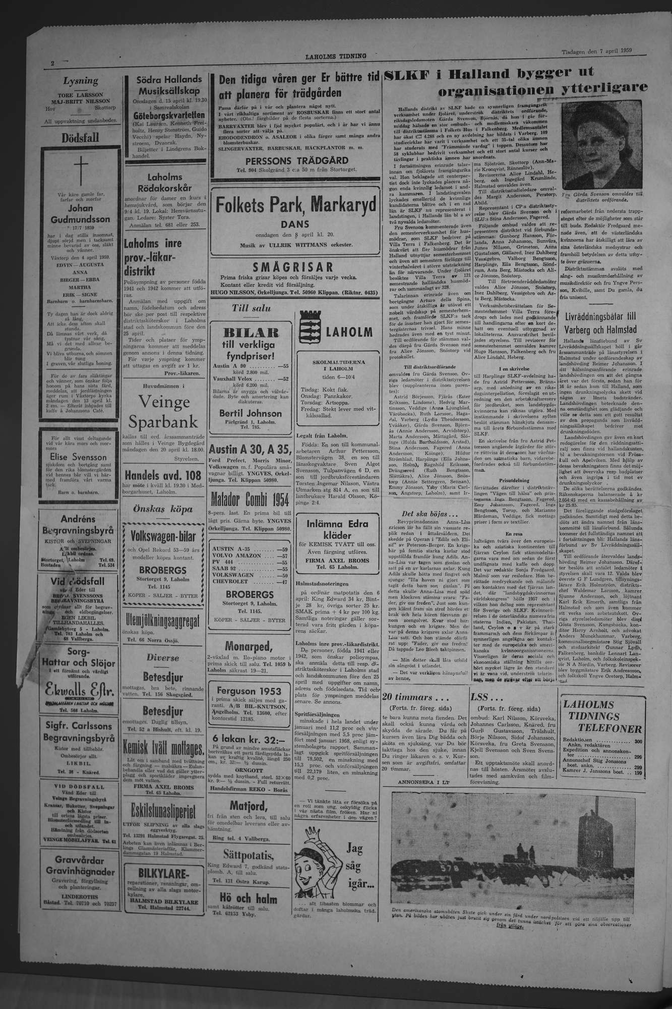 Laholms Tidning Tisdag 7 april 1959, sida 2