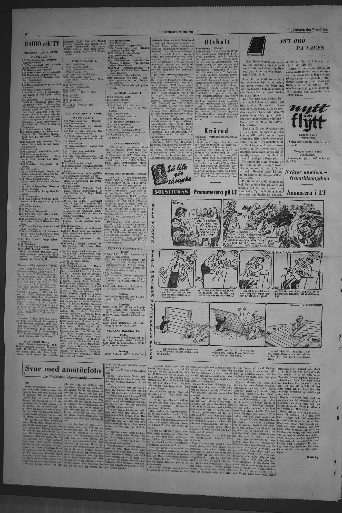 Laholms Tidning Tisdag 7 april 1959, sida 6