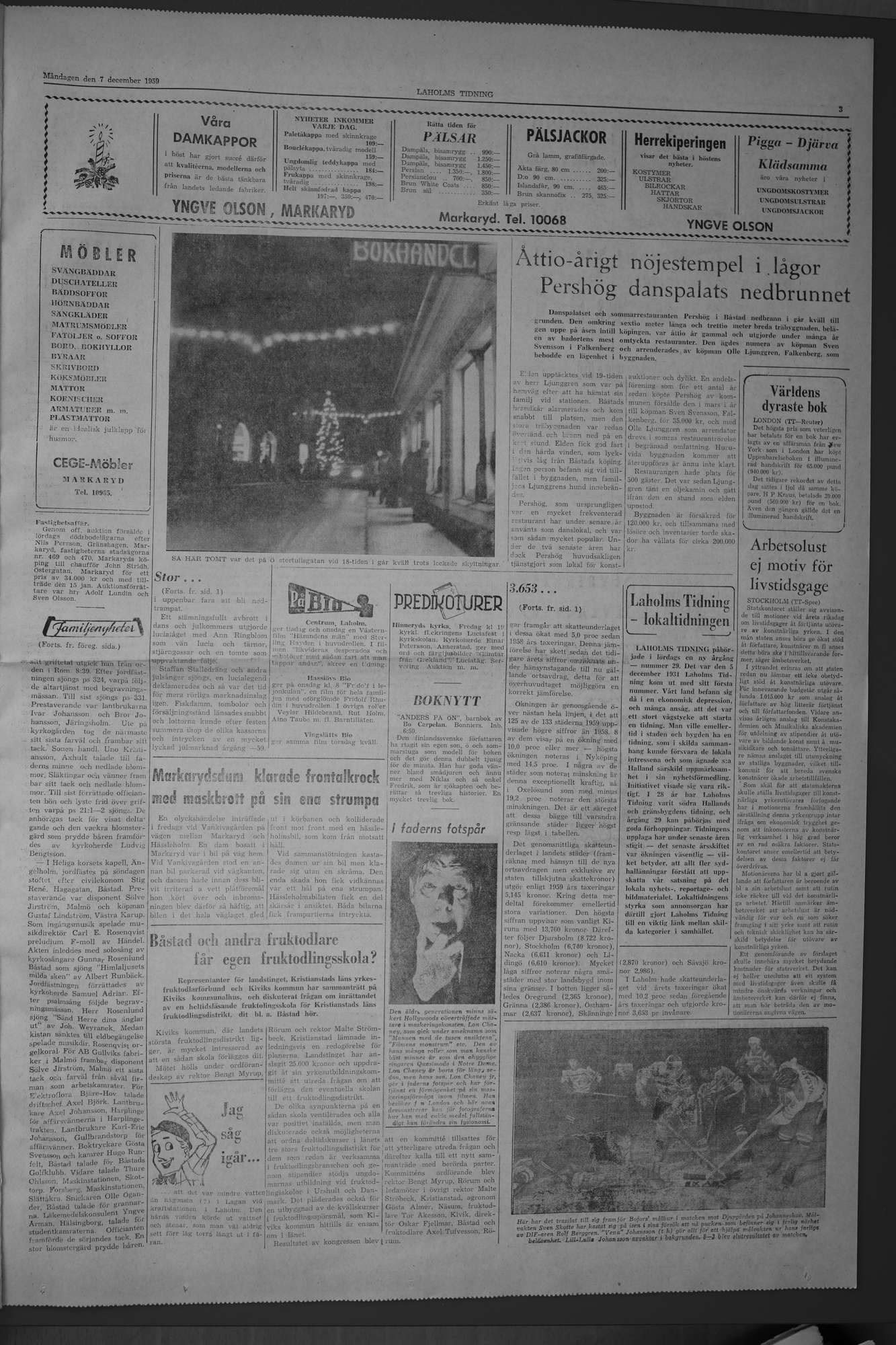 Laholms Tidning Måndag 7 december 1959, sida 3
