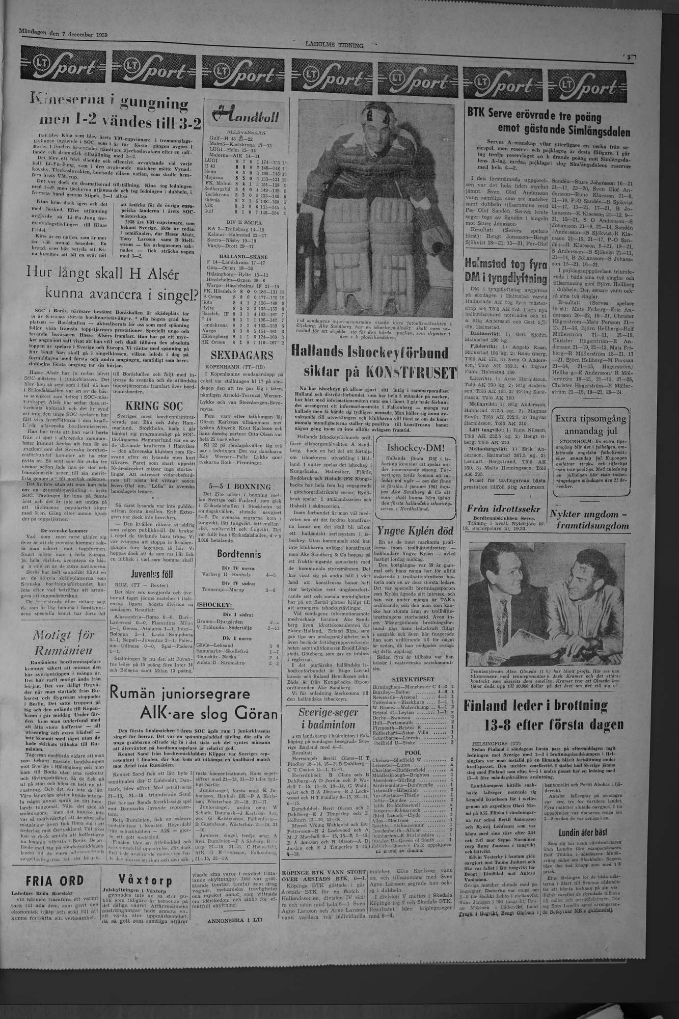 Laholms Tidning Måndag 7 december 1959, sida 5