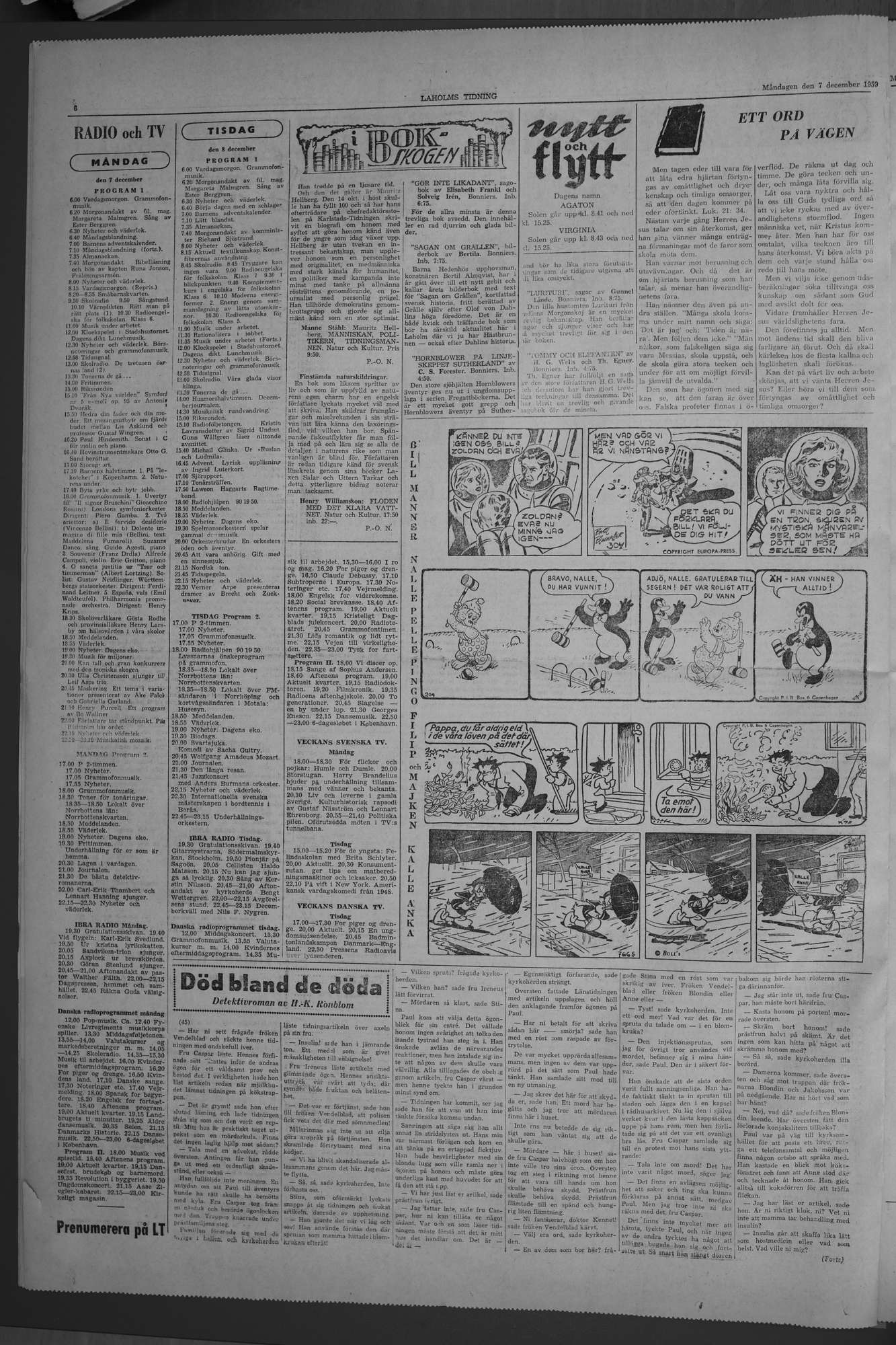 Laholms Tidning Måndag 7 december 1959, sida 6