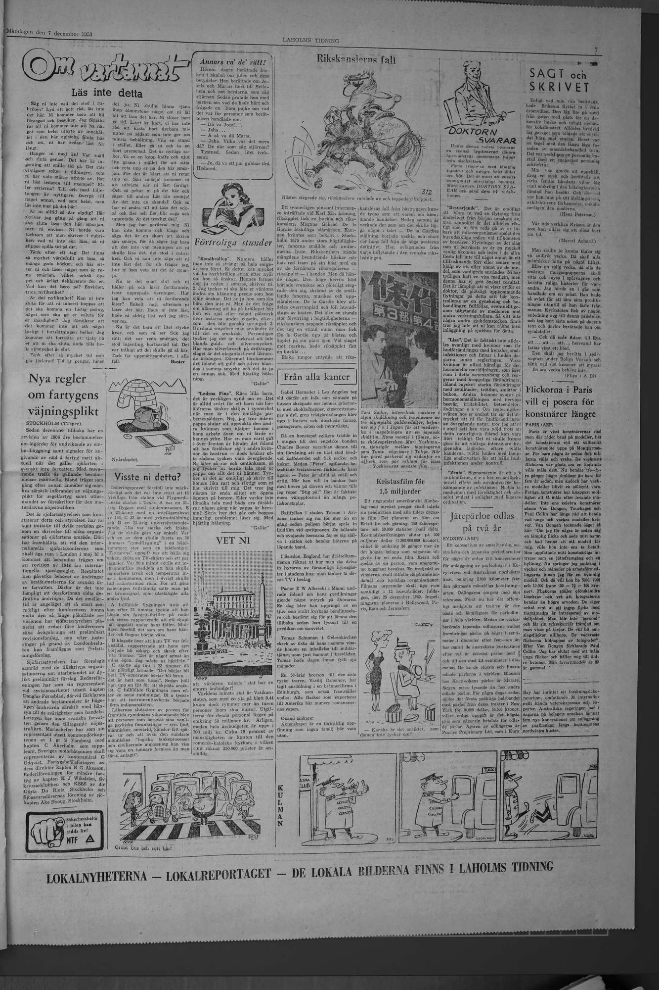Laholms Tidning Måndag 7 december 1959, sida 7
