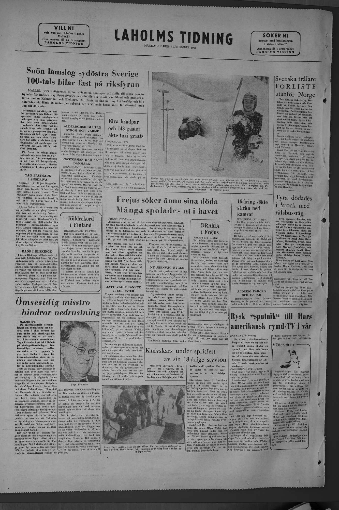 Laholms Tidning Måndag 7 december 1959, sida 8
