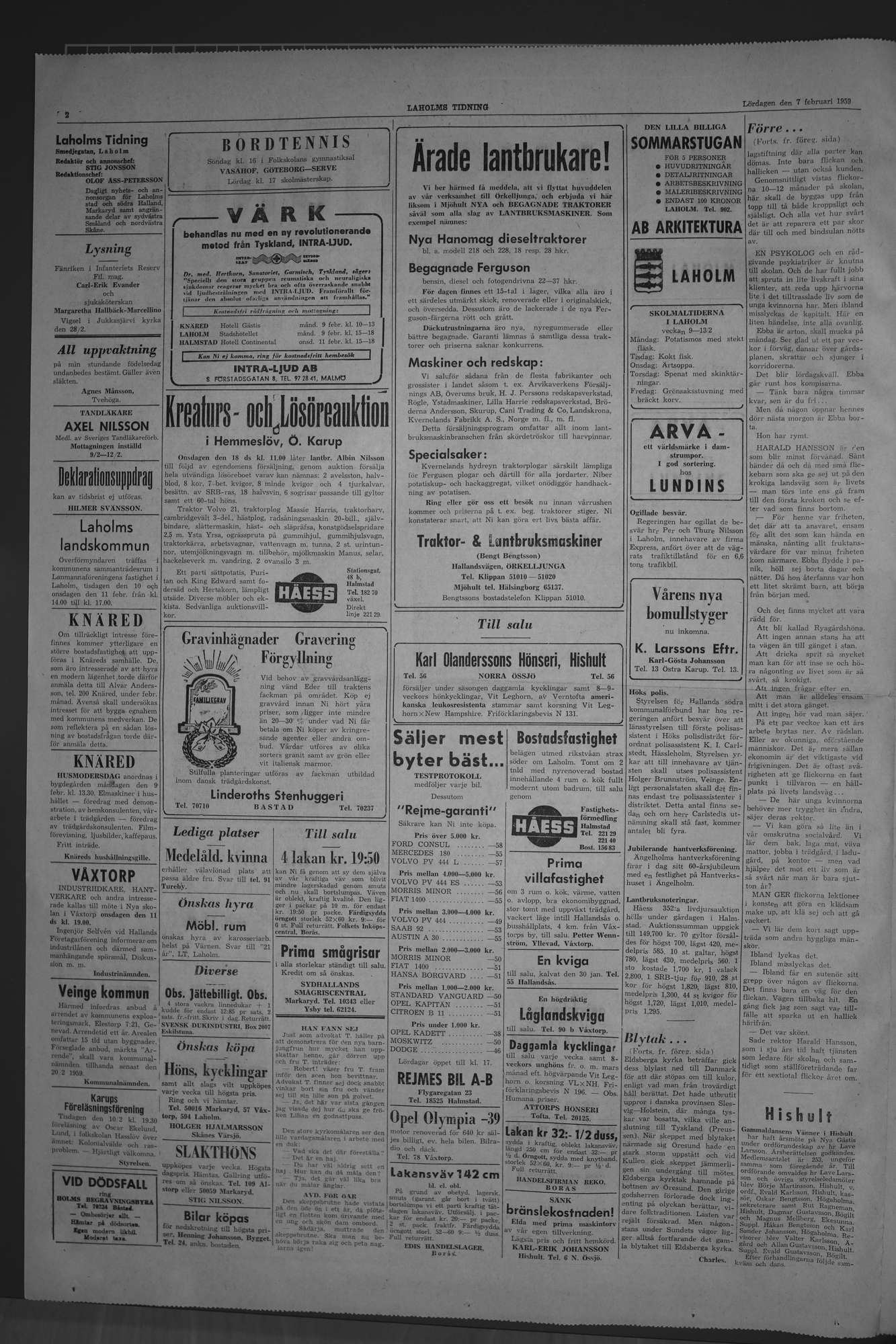 Laholms Tidning Lördag 7 februari 1959, sida 2
