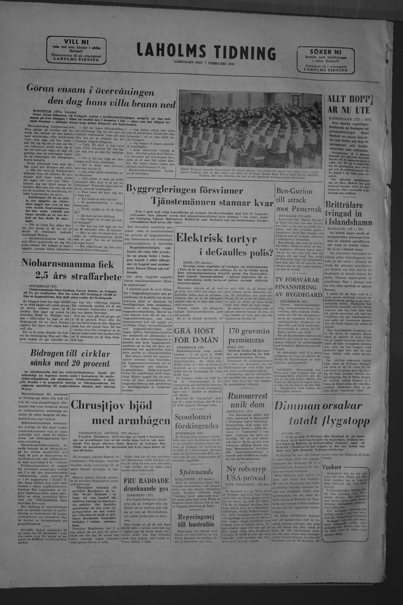 Laholms Tidning Lördag 7 februari 1959, sida 8