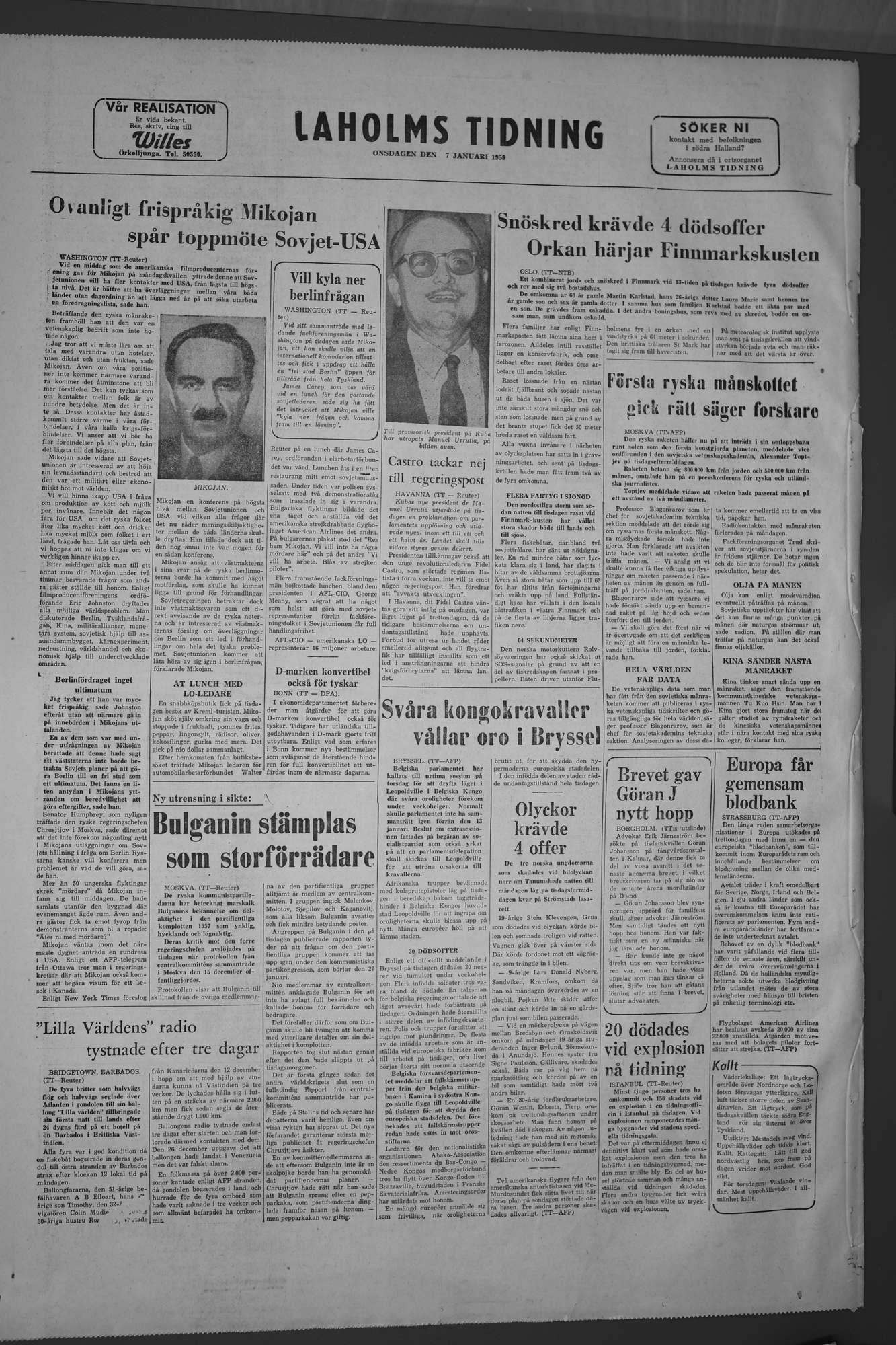 Laholms Tidning Onsdag 7 januari 1959, sida 8