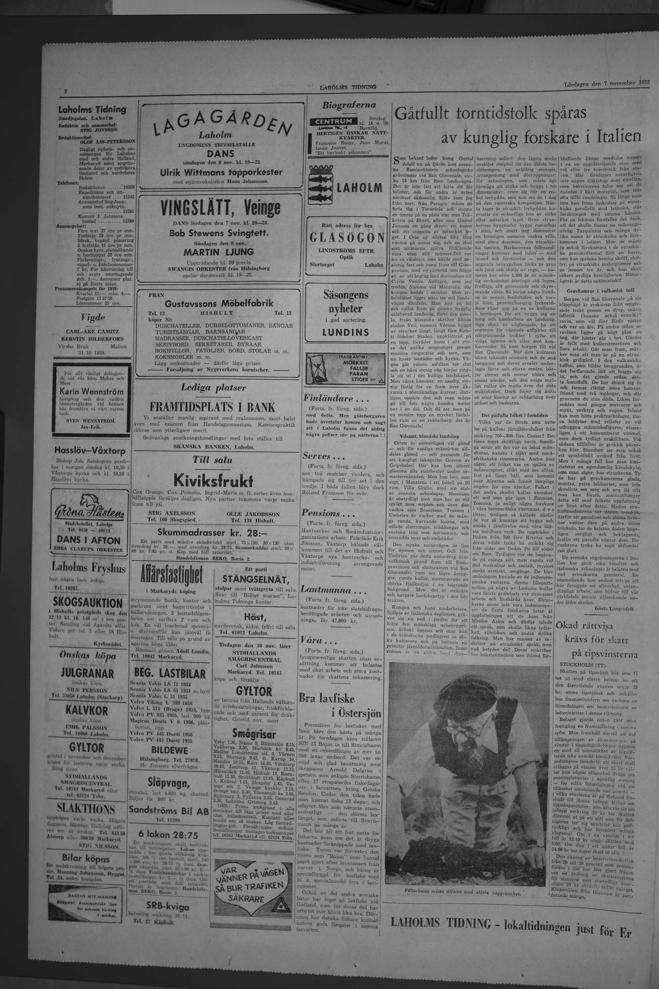 Laholms Tidning Lördag 7 november 1959, sida 2