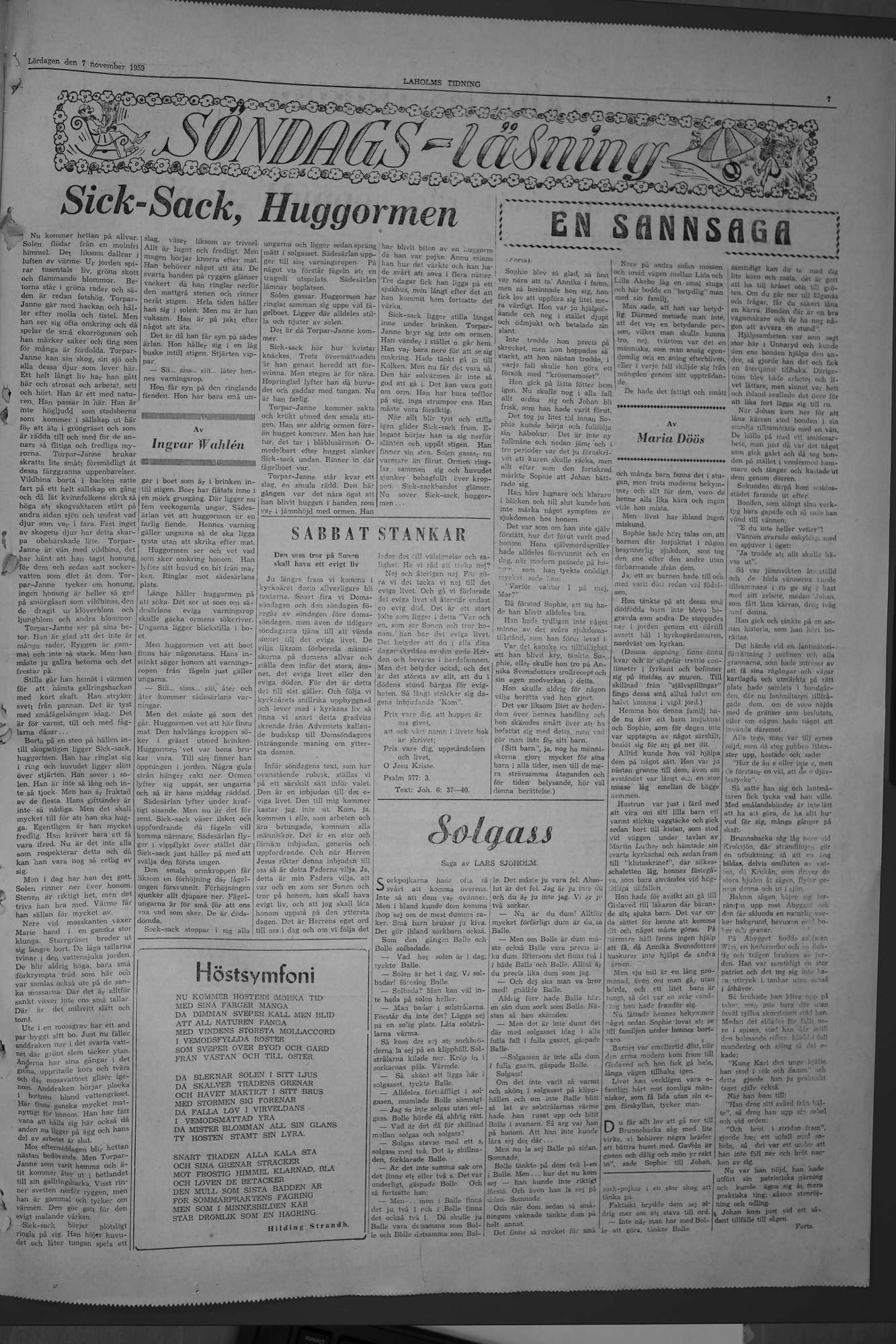 Laholms Tidning Lördag 7 november 1959, sida 7