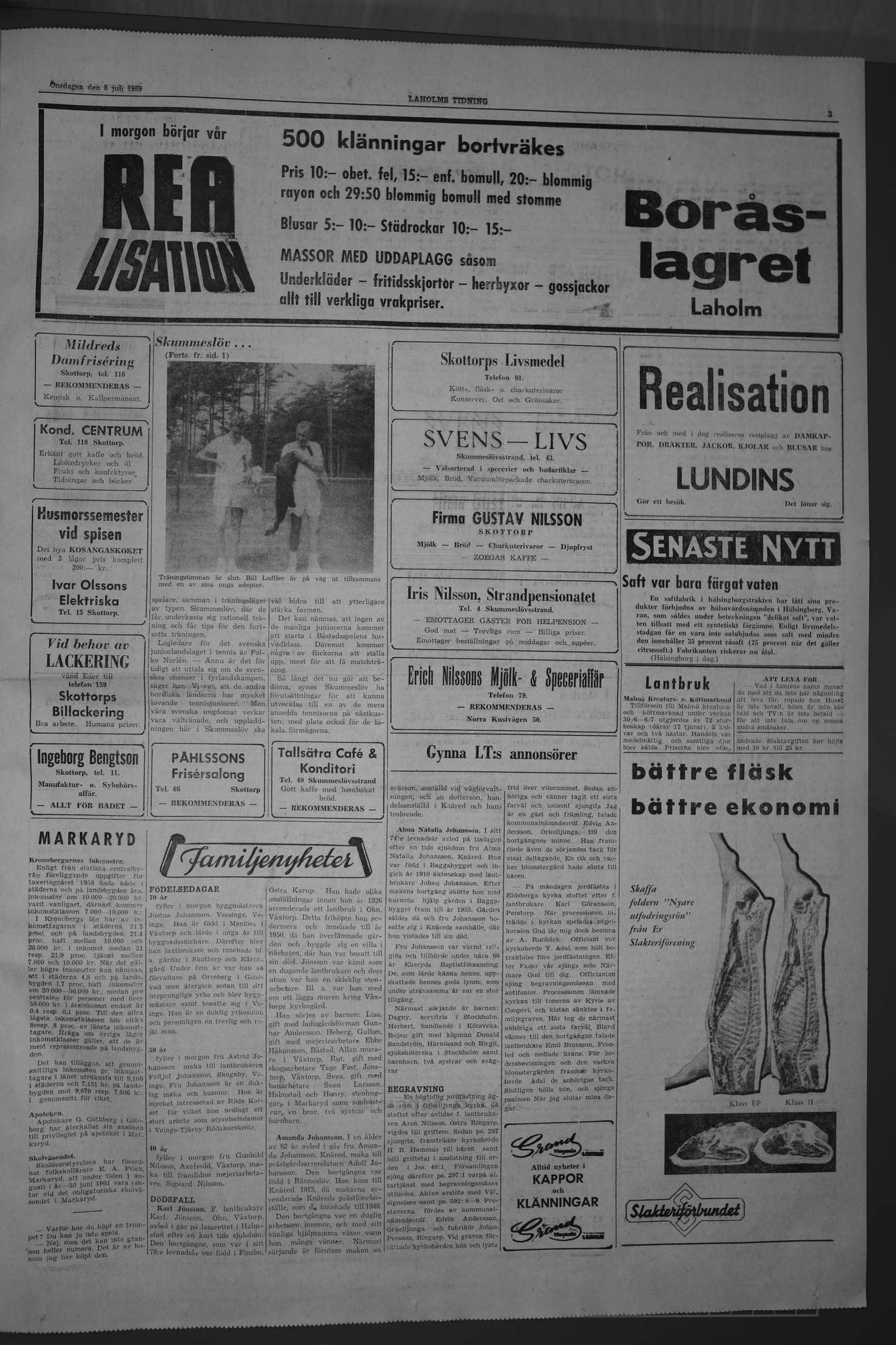 Laholms Tidning Onsdag 8 juli 1959, sida 3