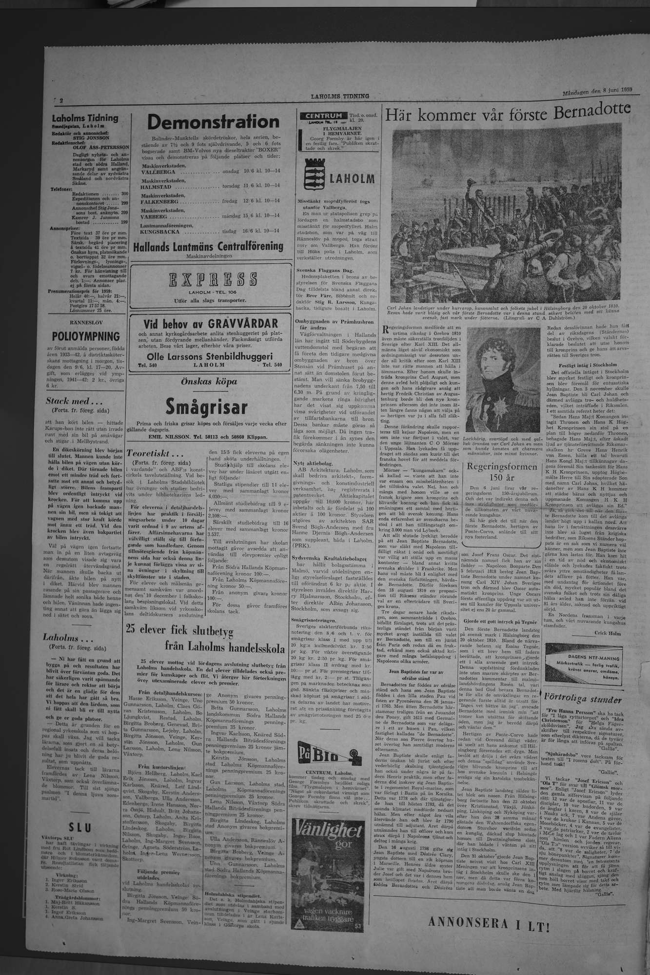 Laholms Tidning Måndag 8 juni 1959, sida 2