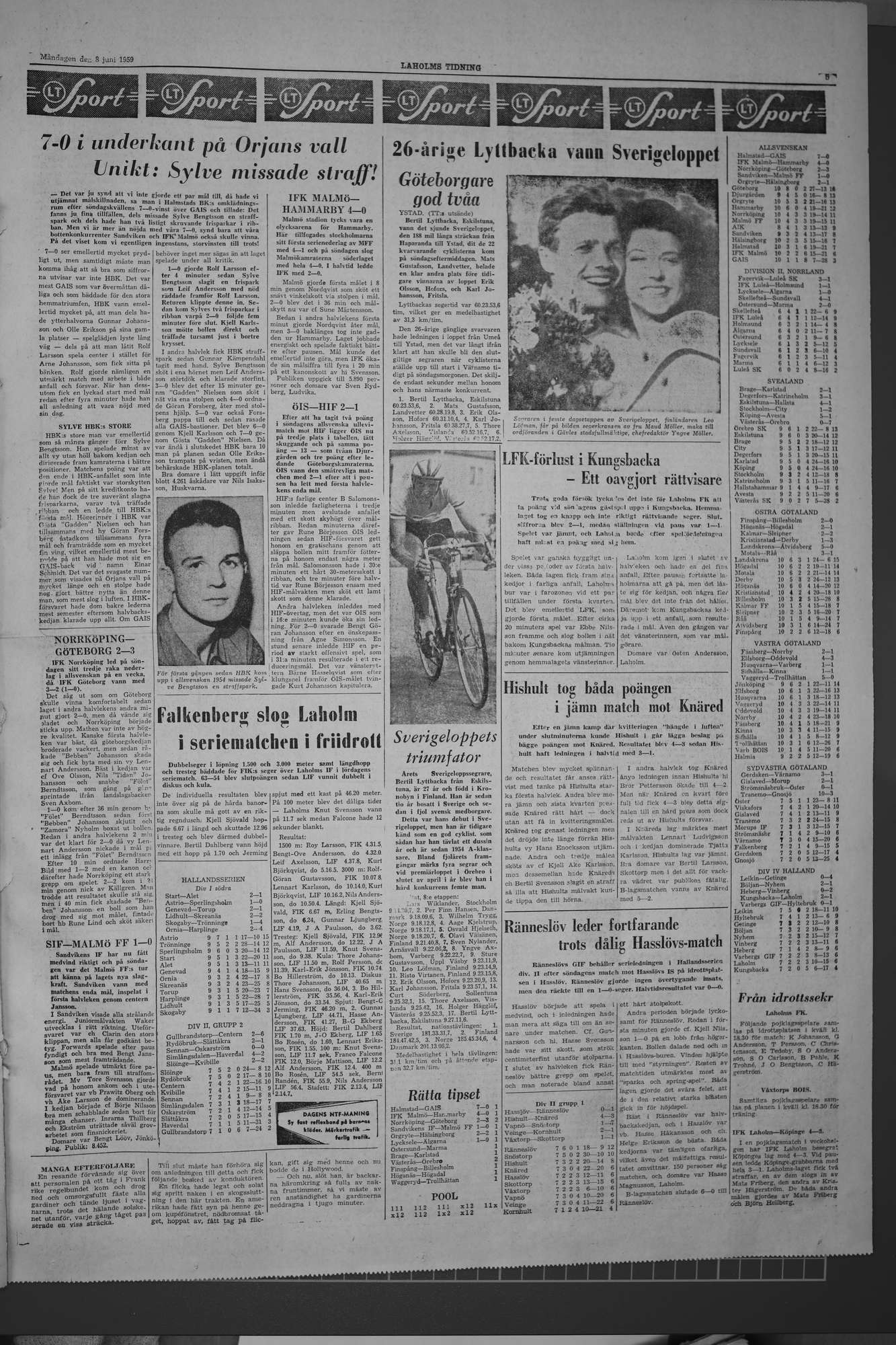 Laholms Tidning Måndag 8 juni 1959, sida 5