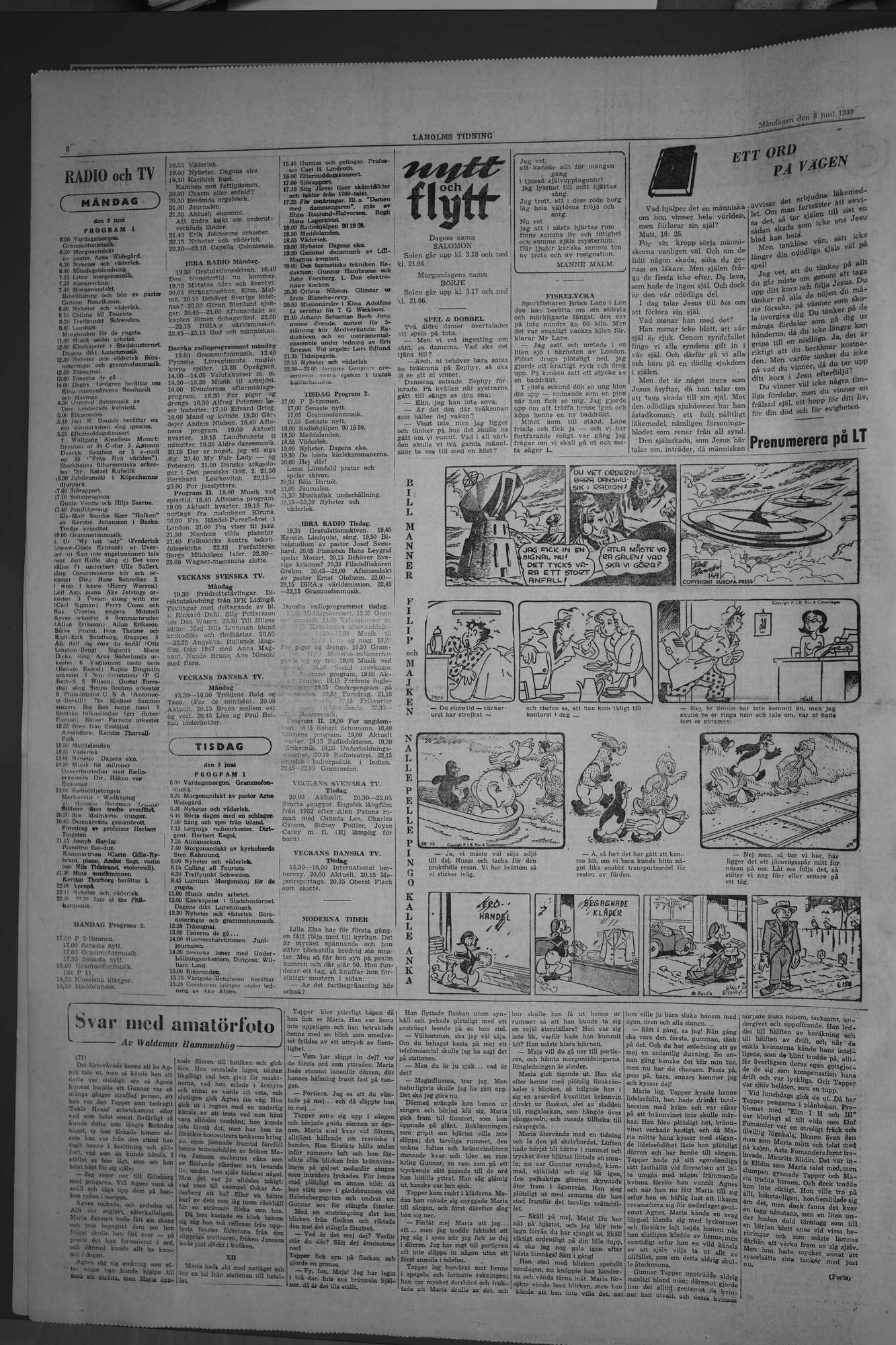 Laholms Tidning Måndag 8 juni 1959, sida 6