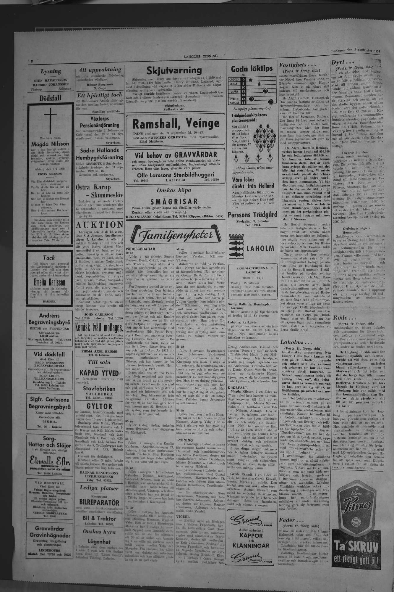 Laholms Tidning Tisdag 8 september 1959, sida 2