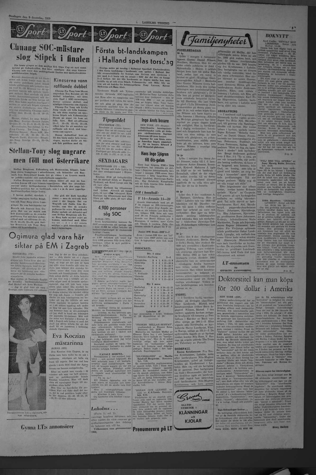 Laholms Tidning Onsdag 9 december 1959, sida 5
