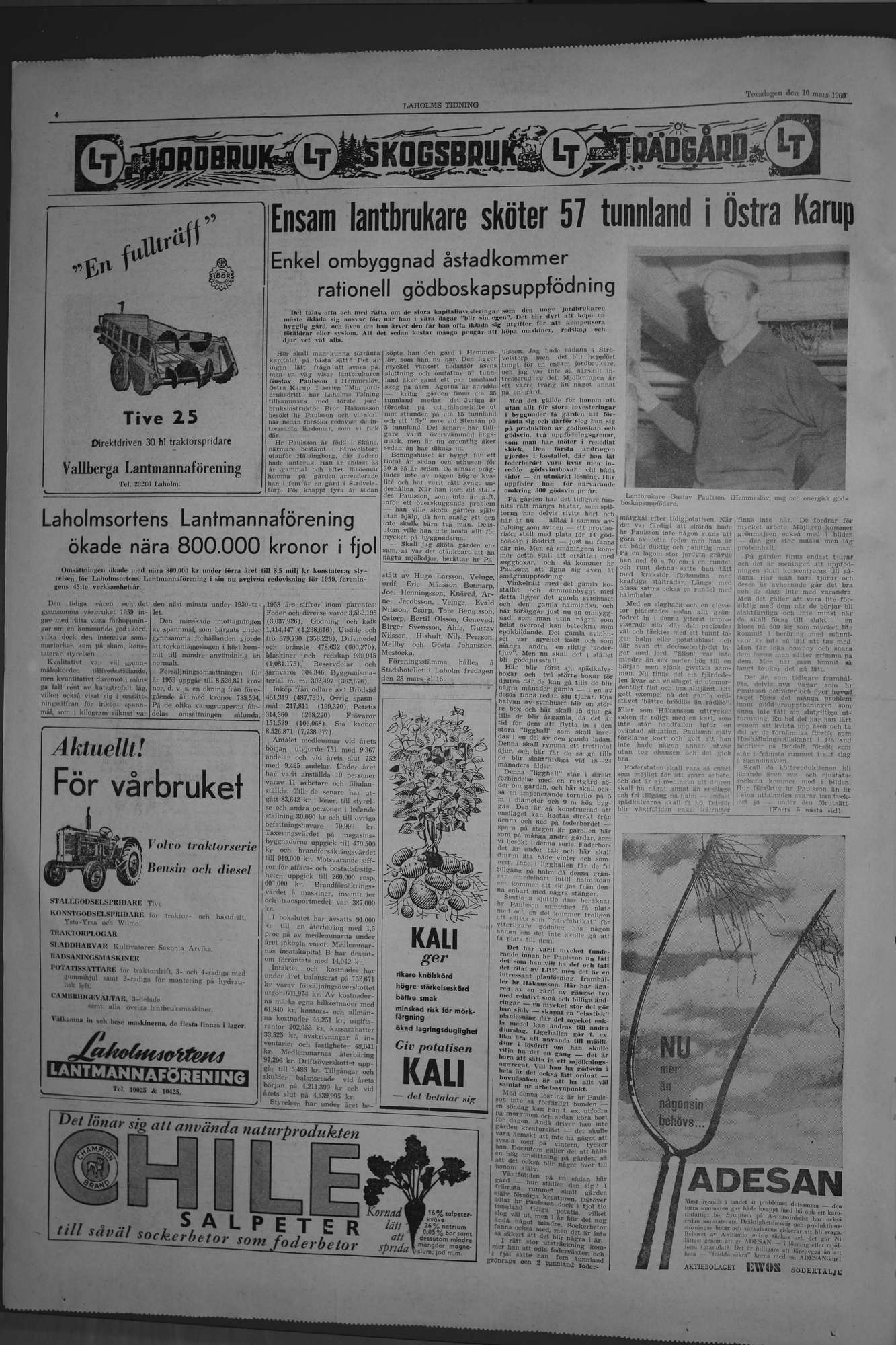 Laholms Tidning Torsdag 10 mars 1960, sida 4